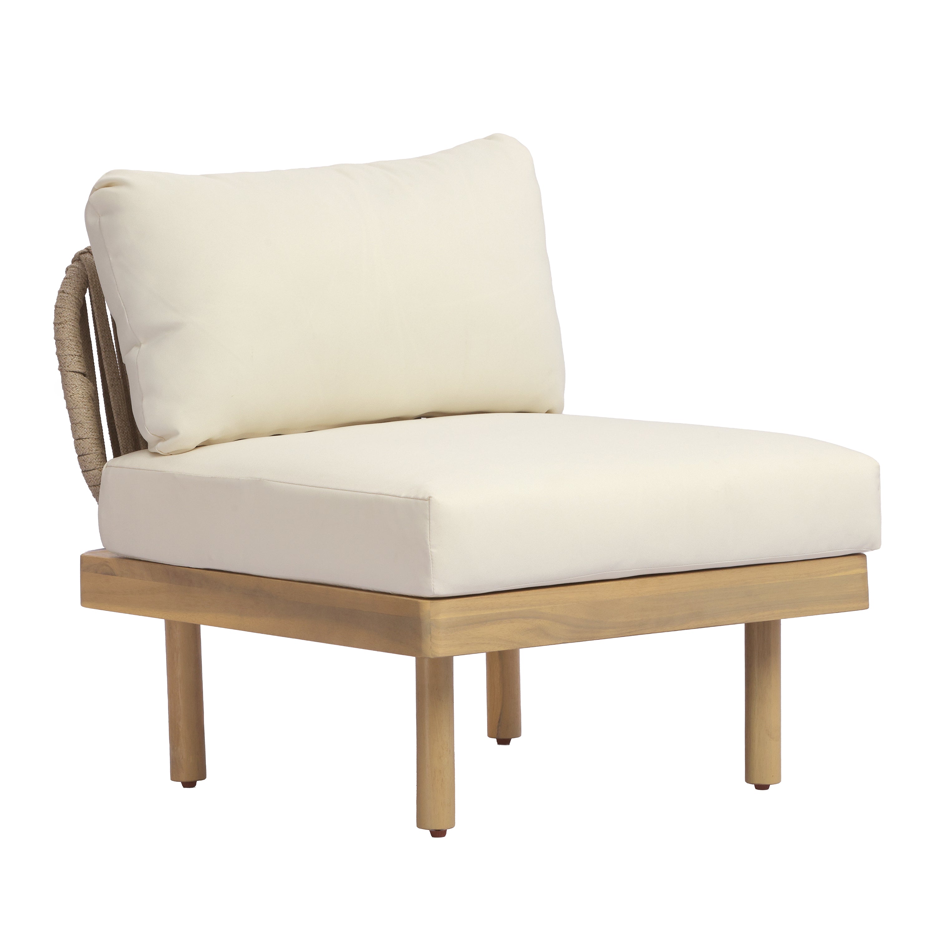 Sebastian 6-Piece Acacia Wood L-Shaped Modular Outdoor Sofa Set