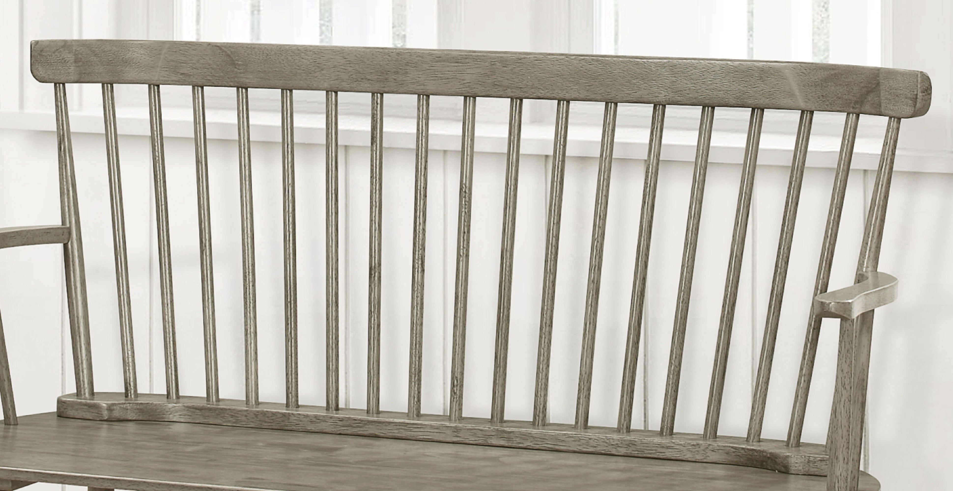 Farmhouse Vintage-Style Wood Spindle Back Bench