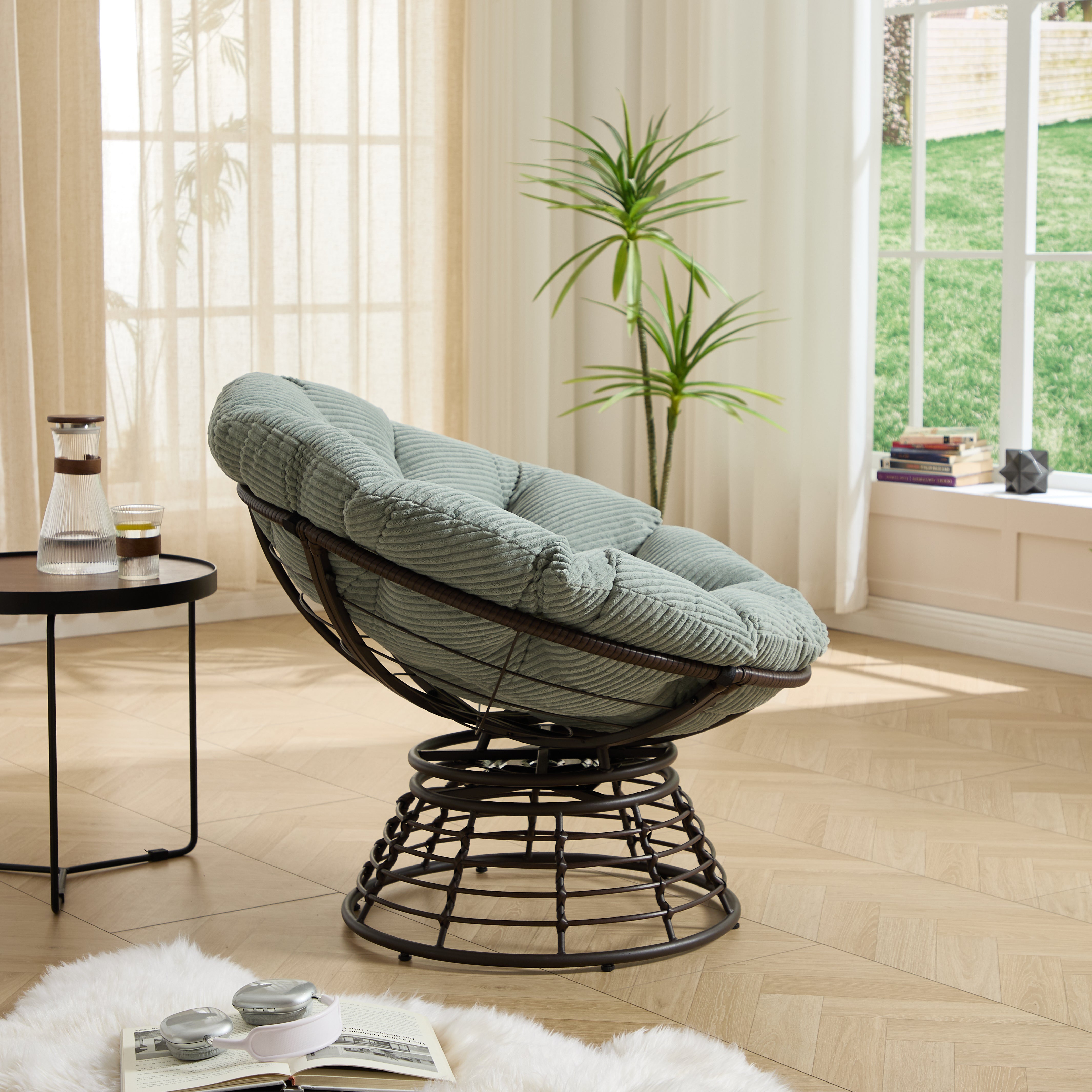 The Original Papasan™ 360° Swivel Indoor Outdoor Wicker Papasan Chair with Soft Thick Cushion