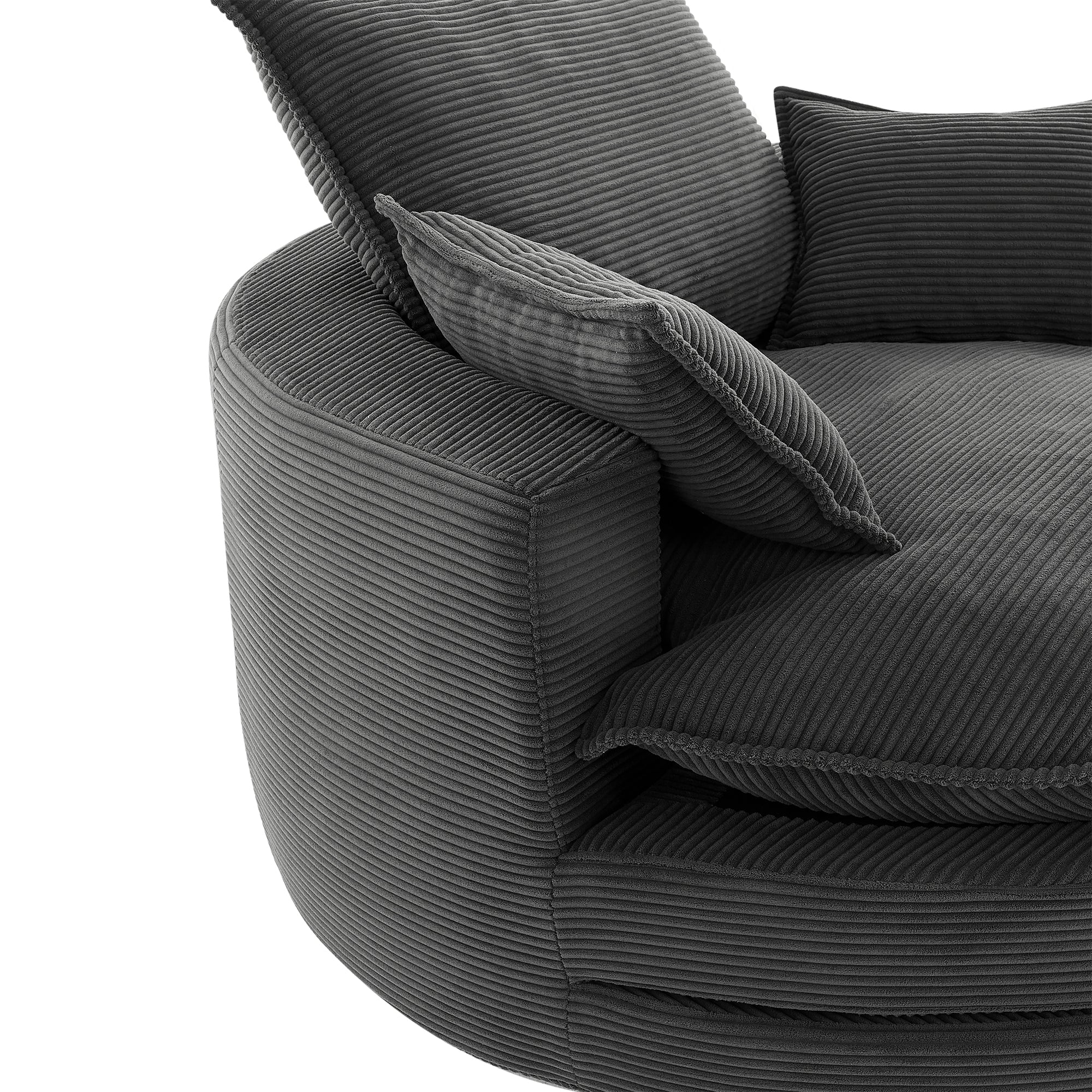 Corduroy 360° Swivel Accent Barrel Chair with 3 Removable Pillows