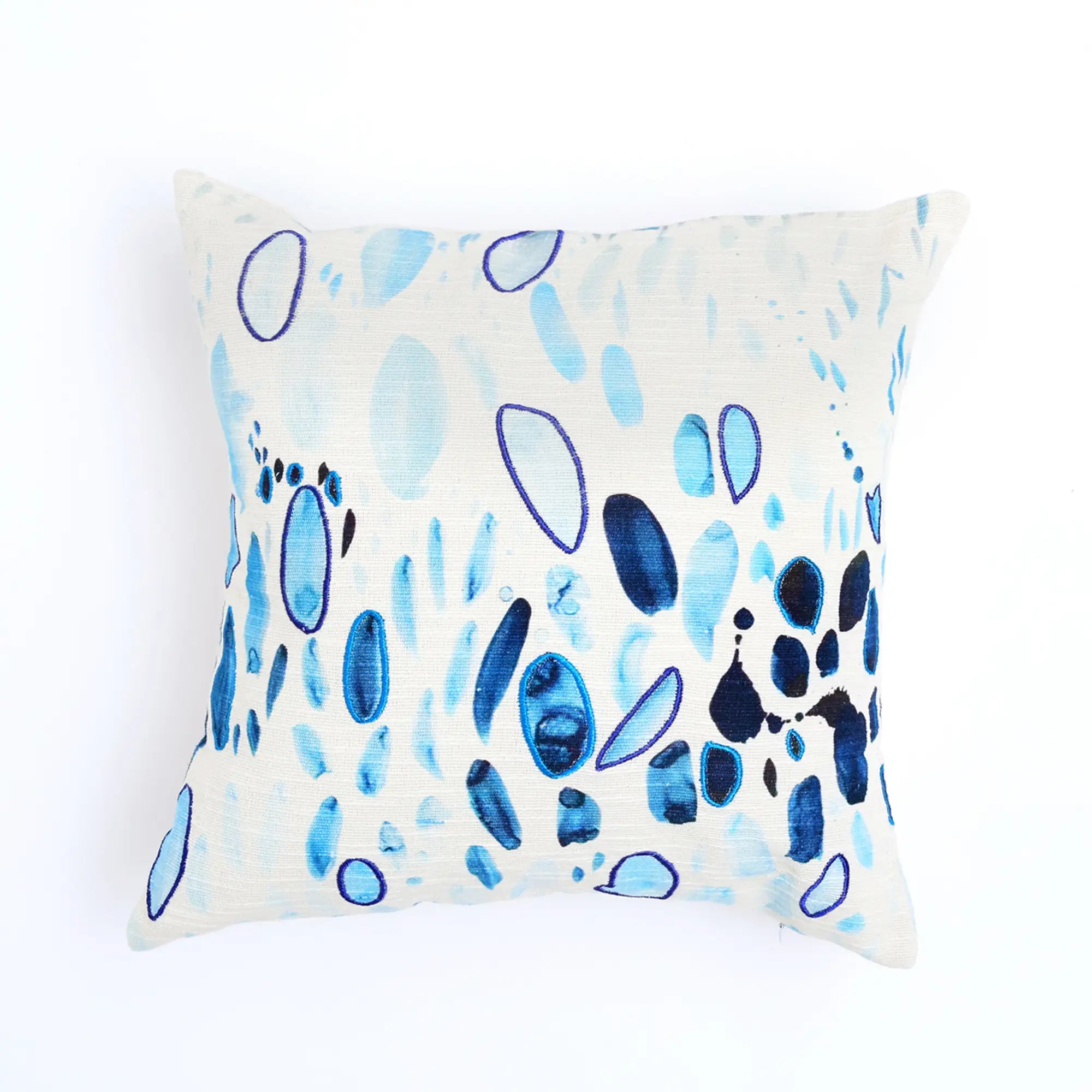 Coastal Droplets Printed & Embroidered Pillow