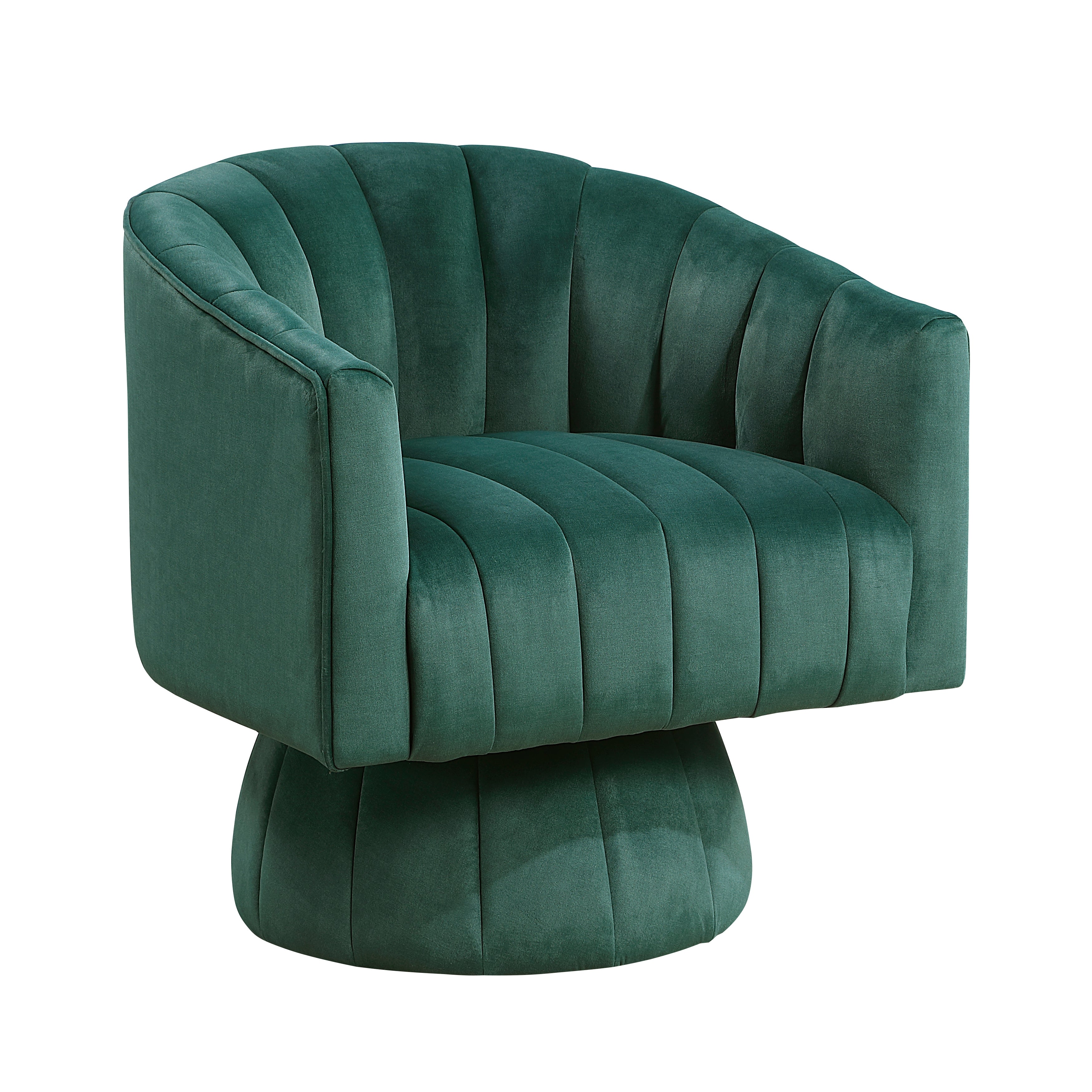 Modern Velvet Accent Swivel Chair, Barrel Back