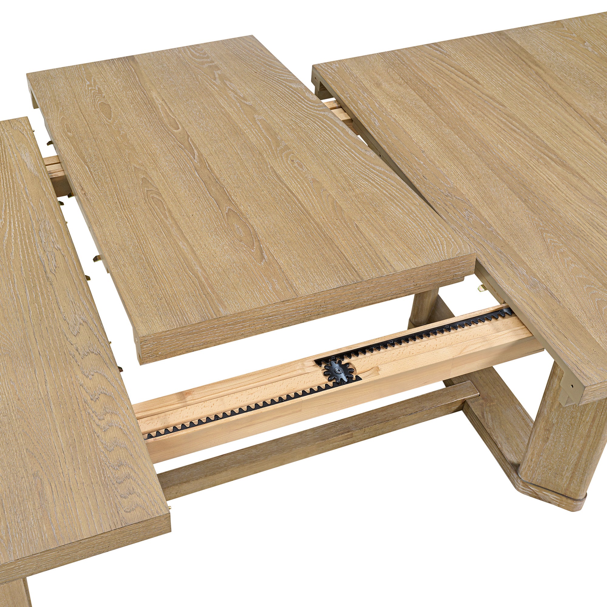 Extendable Trestle Dining Table with Leaf