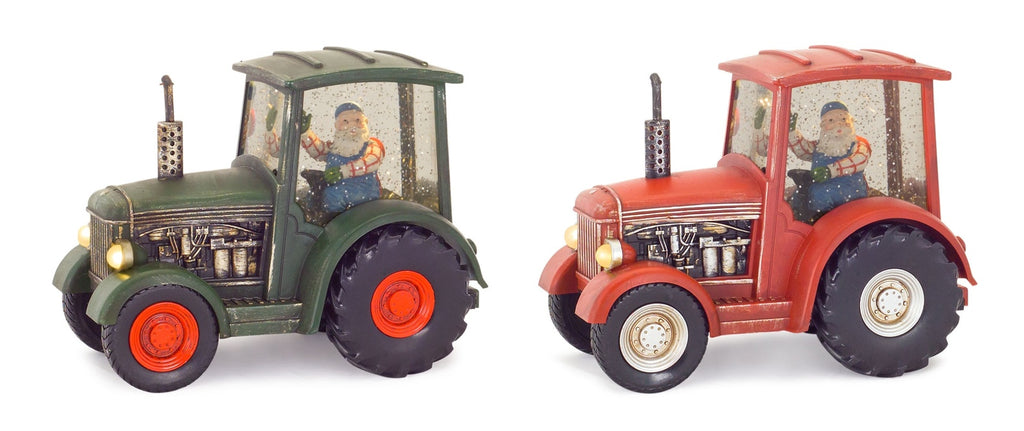 LED-Snow-Globe-Tractor-with-Farmer-Santa,-Set-of-2-Christmas-Decor