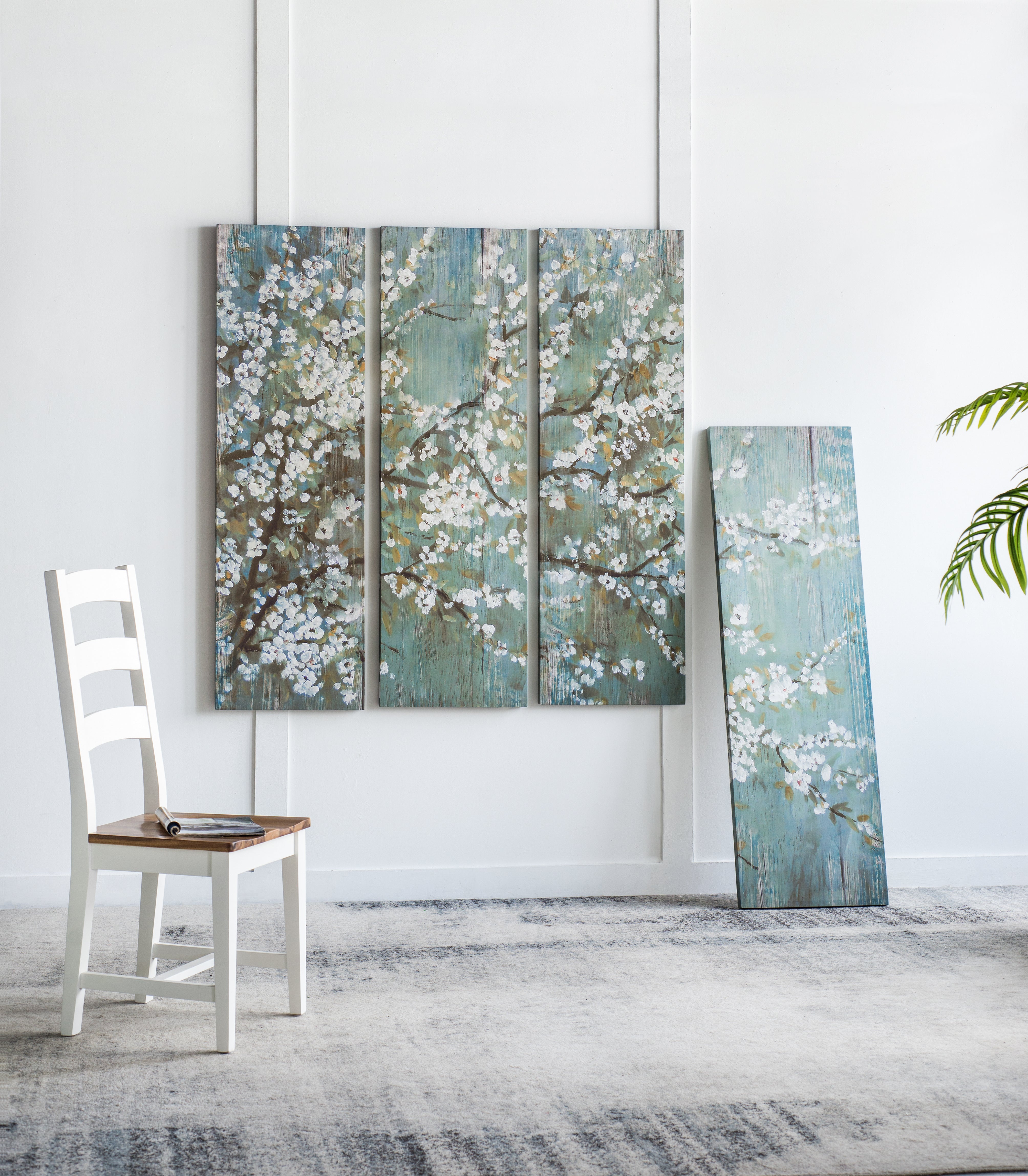 4-Piece Canvas Wall Art with Cherry Blossom Print Pattern