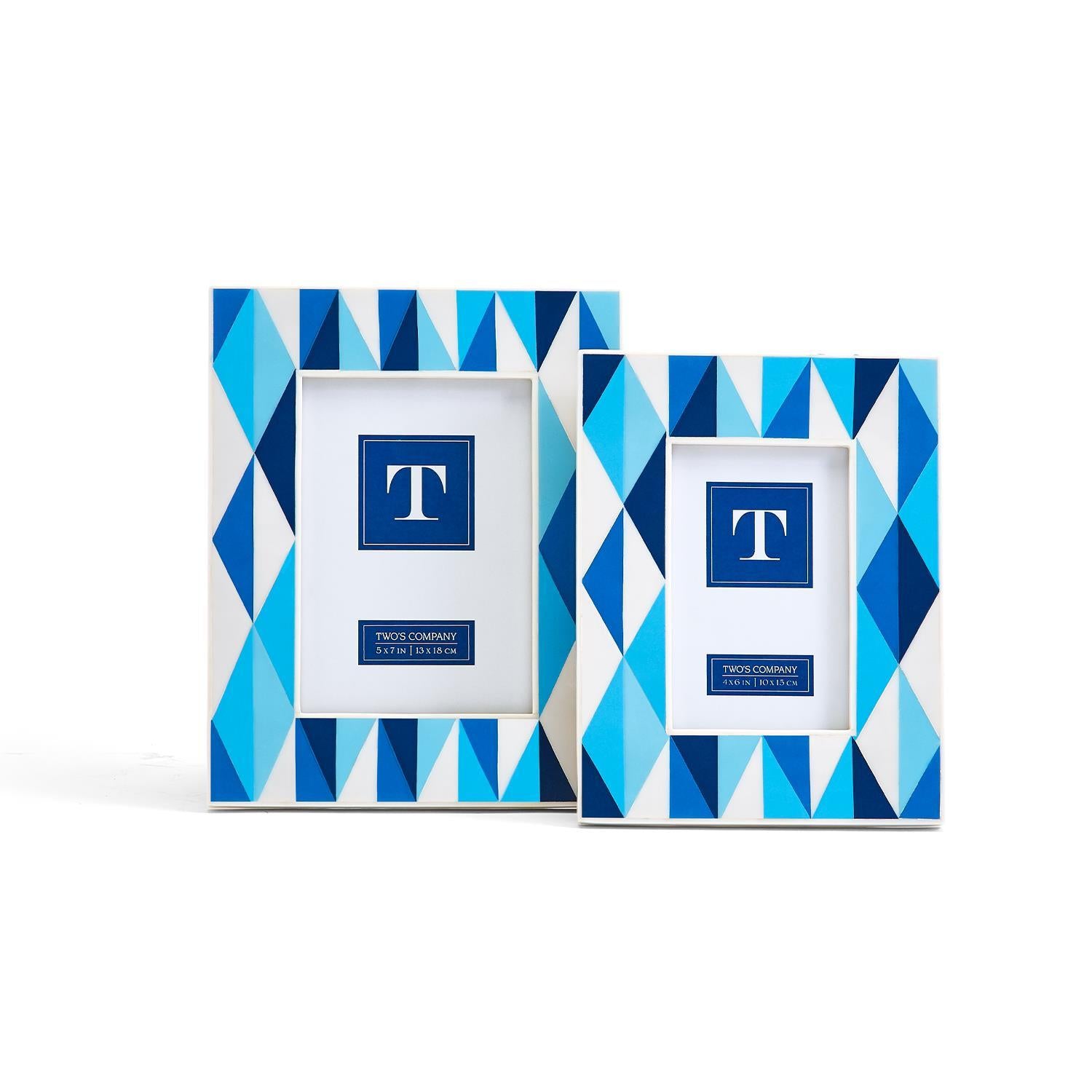 Blue Diamonds Inlay Photo Frame, Set of 2