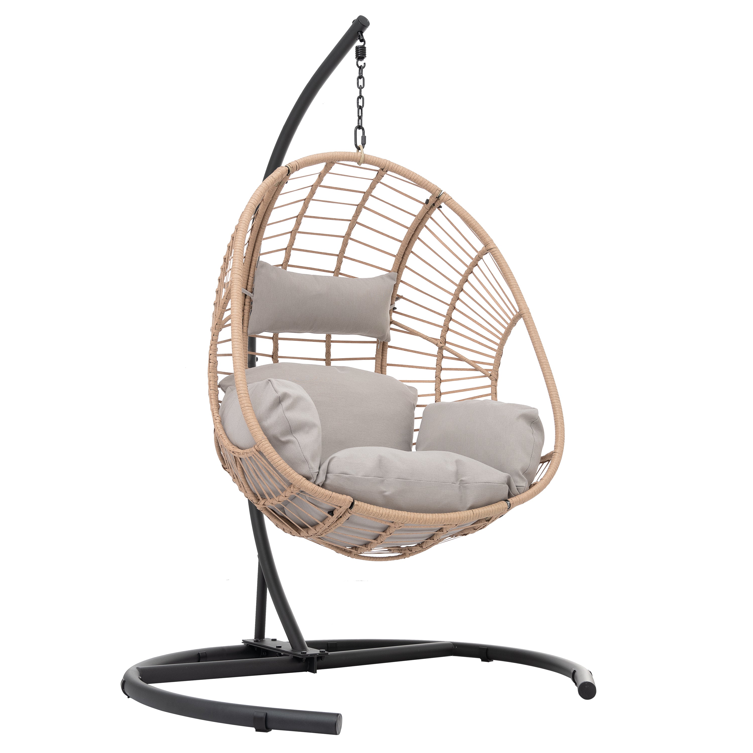 Outdoor Swingasan™ Hanging Chair with Beige Cushion