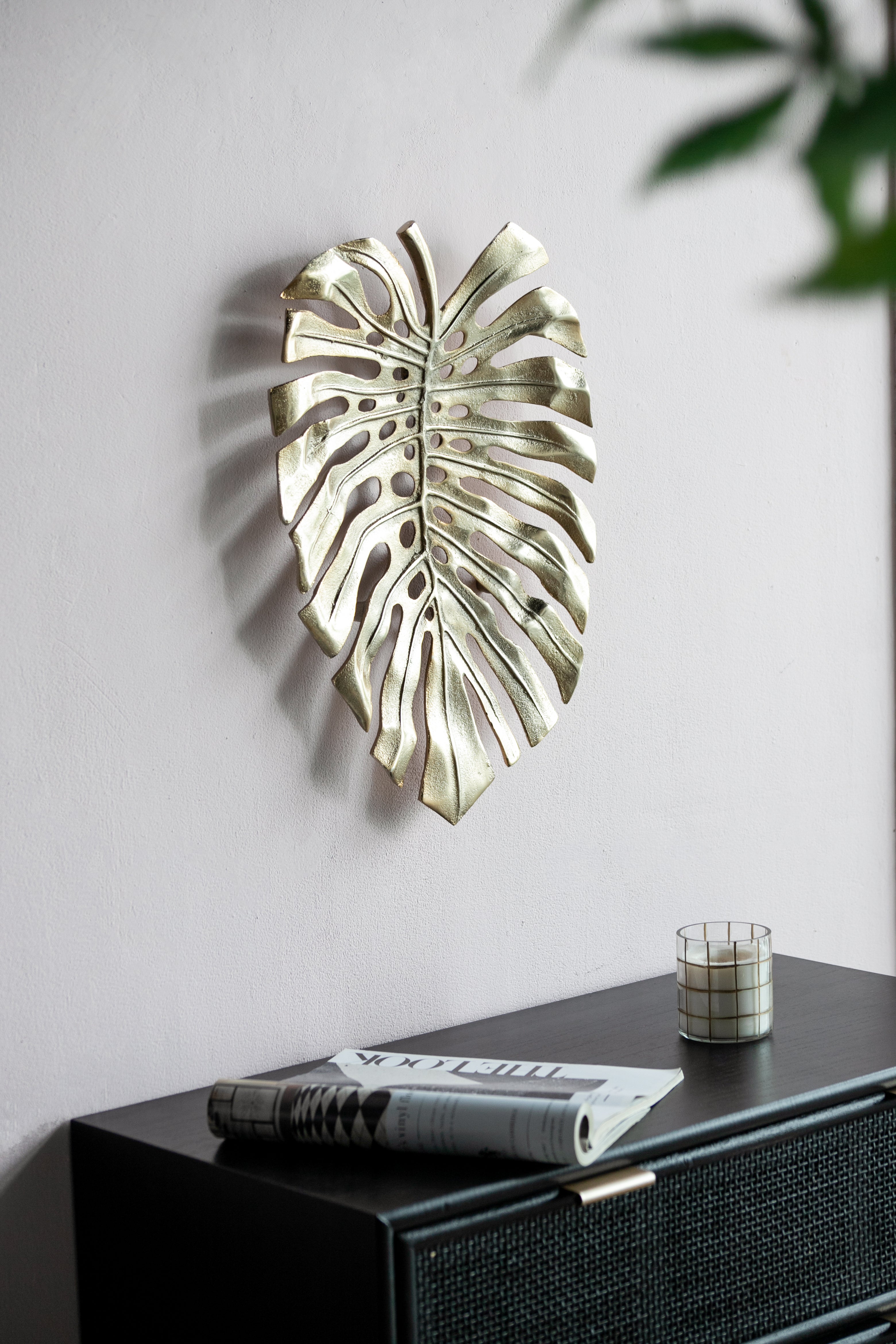monstera decor Gold Monstera Leaf Wall Decor Small
