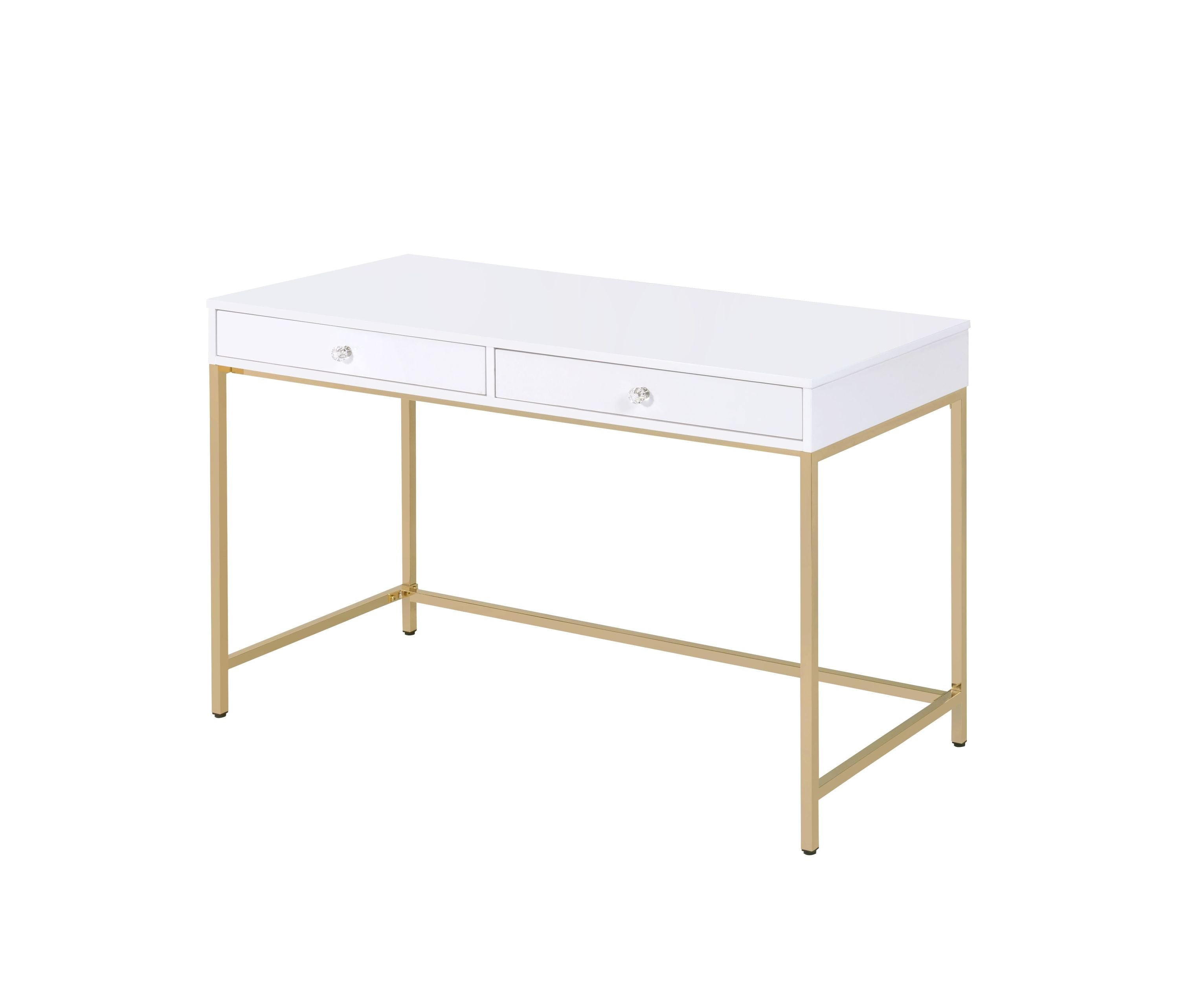 Ottey High Gloss & Gold Finish Writing Desk