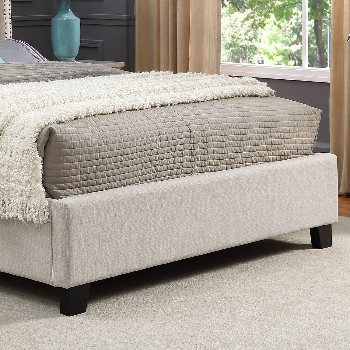 Nantarre Fabric Button Tufted Wingback Upholstered Bed