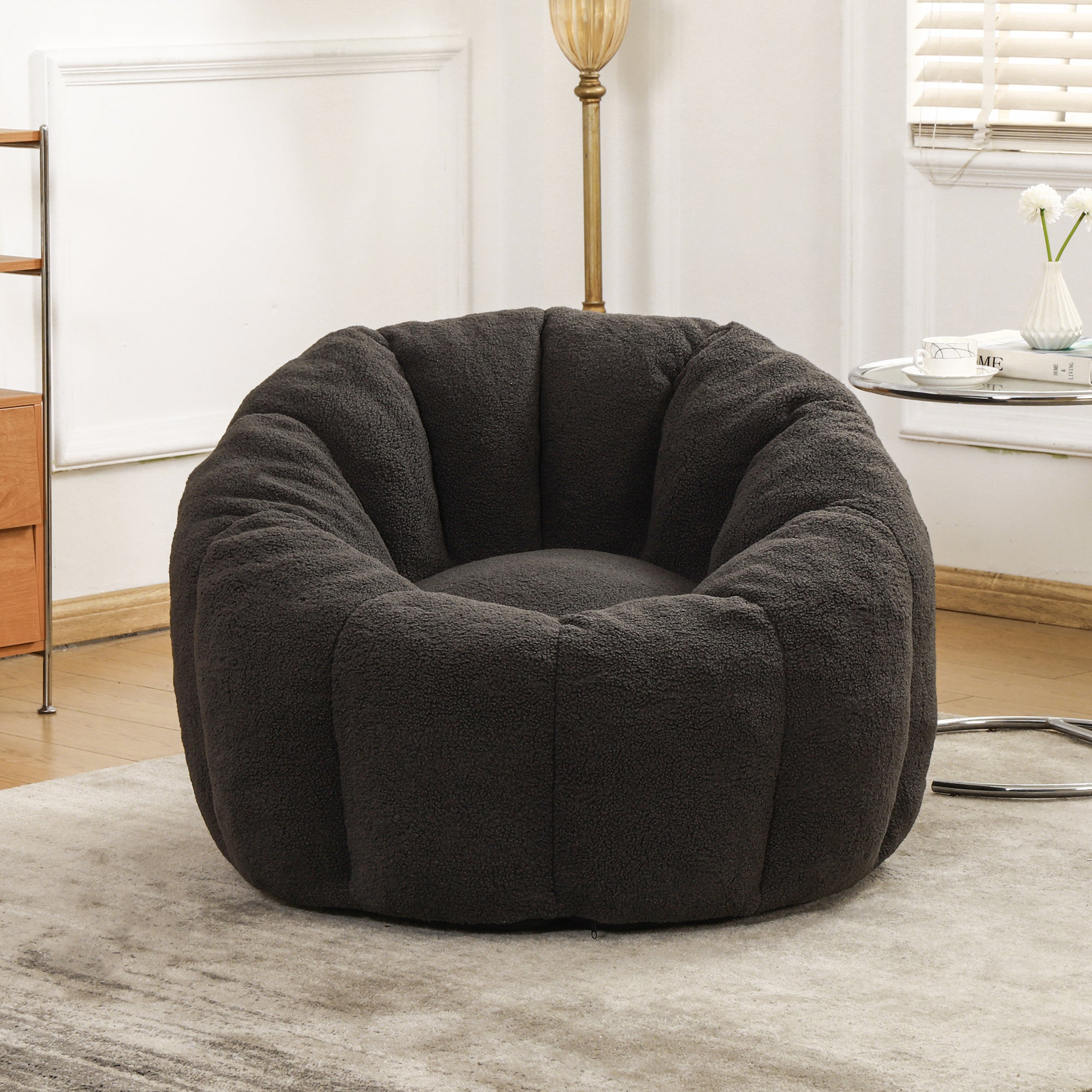 Plush Faux Fur Bean Bag Chair with Armrests