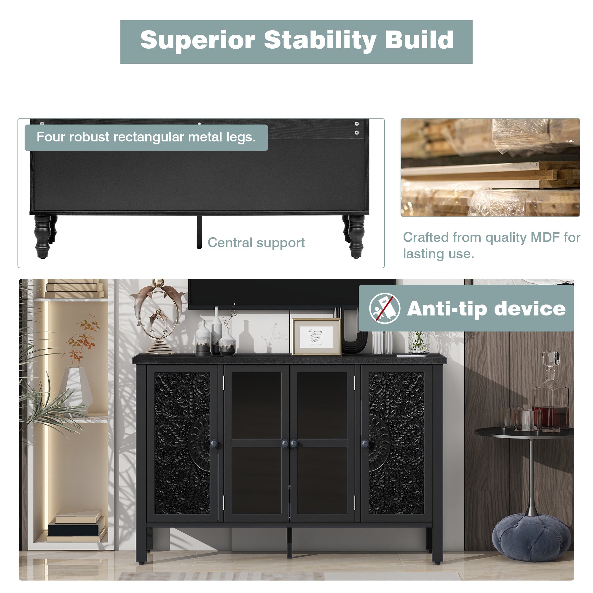 Carved Wood TV Stand