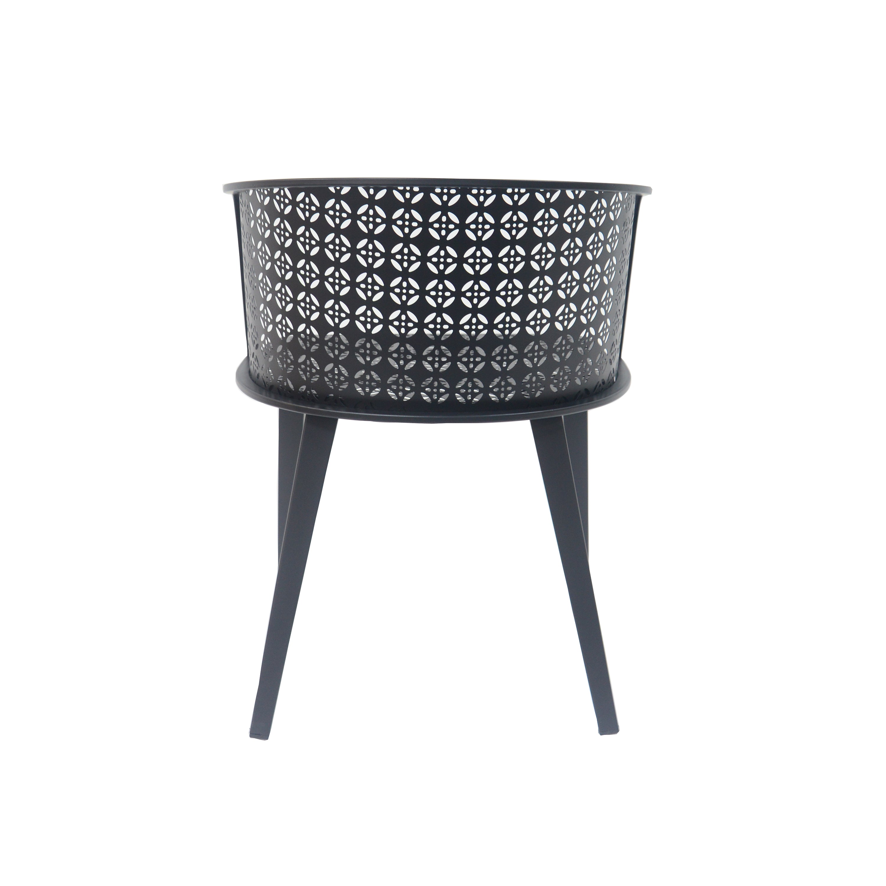 Rejoiced Outdoor Dining Chair with Geometric Lattice Design and Curved Back, Set of 2