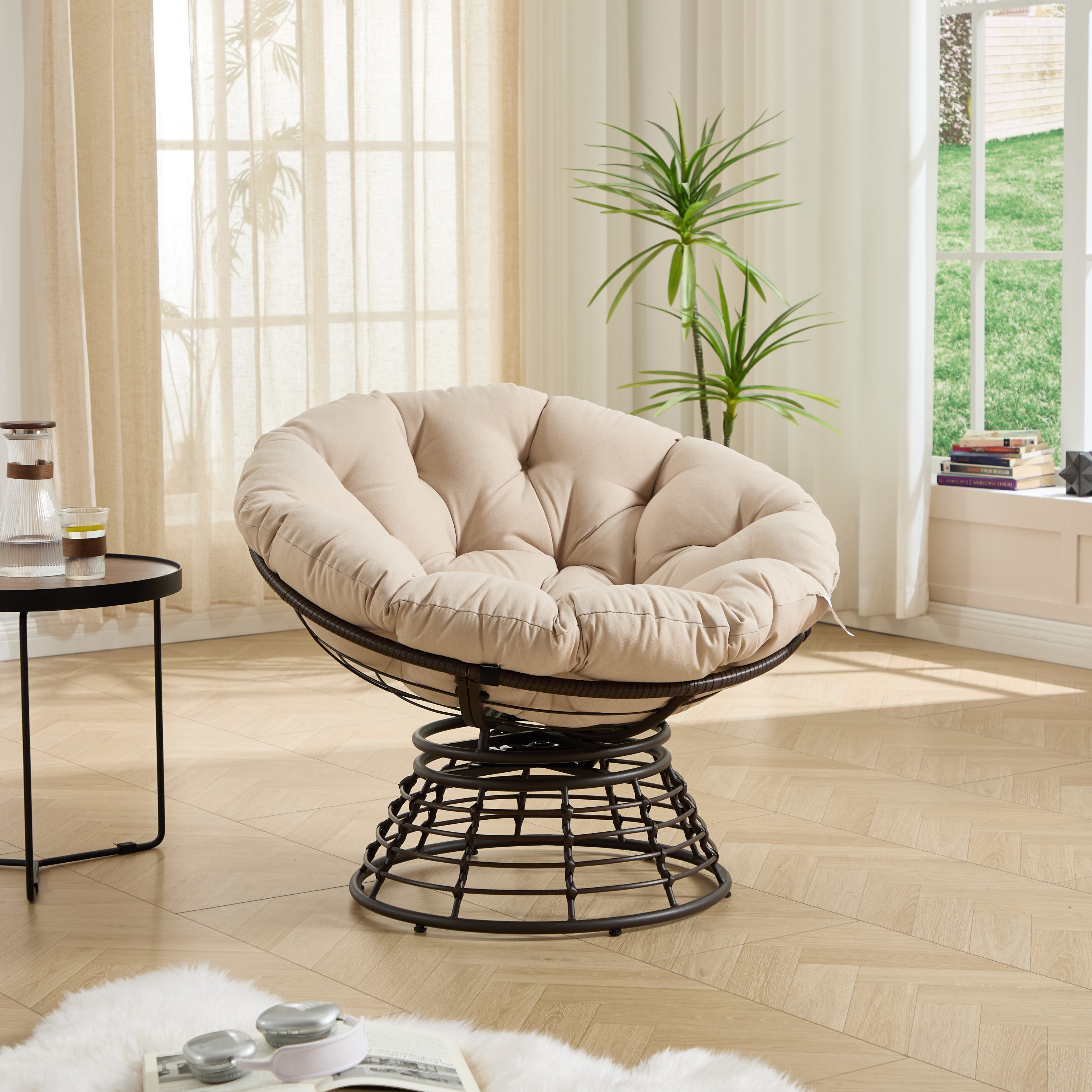 The Original Papasan™ 360° Swivel Indoor Outdoor Wicker Papasan Chair with Soft Thick Cushion