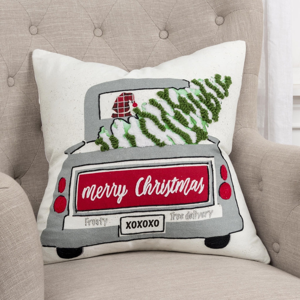 Truck Printed And Embroidered Cotton Pillow Cover