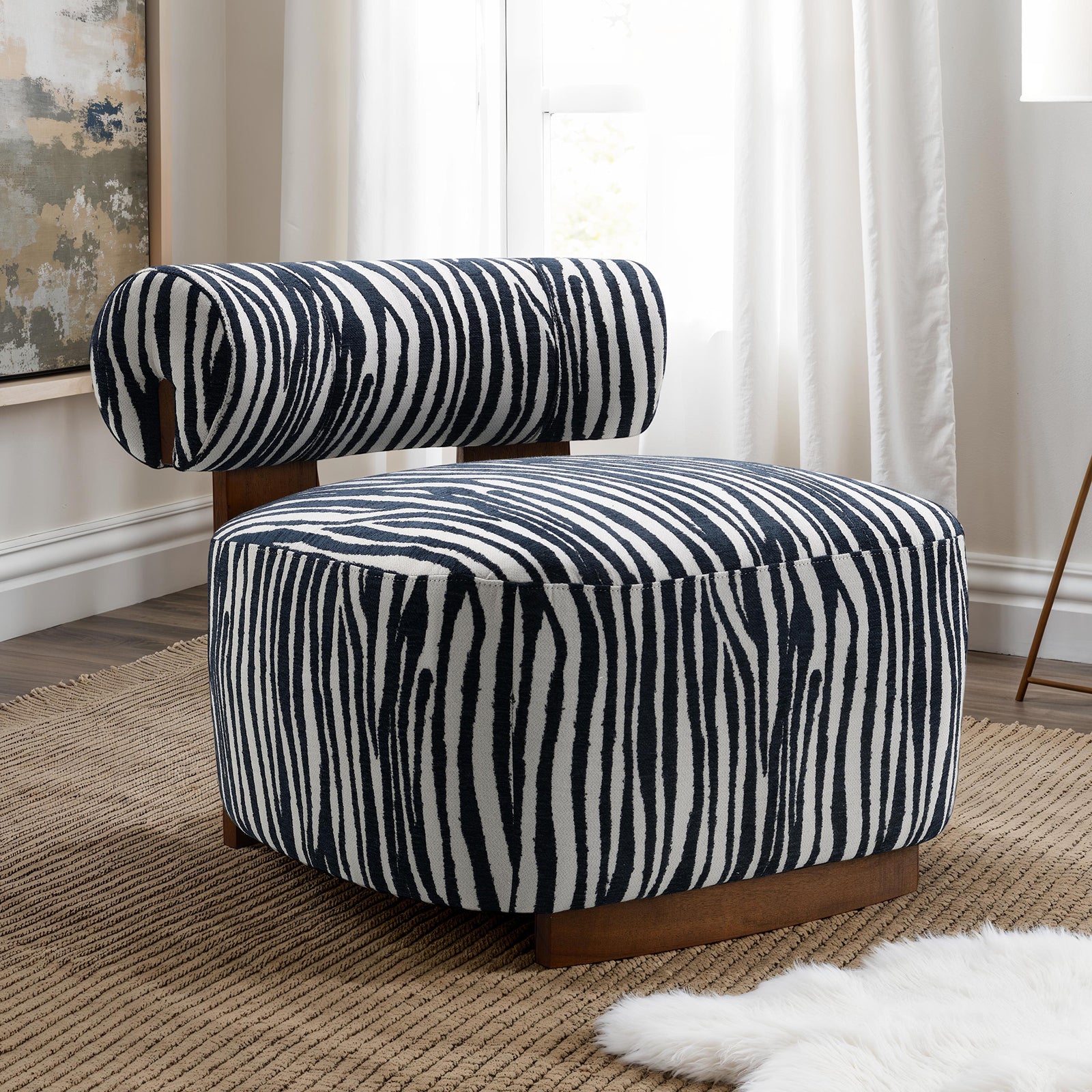 Avril Modern Zebra Stripe Accent Chair