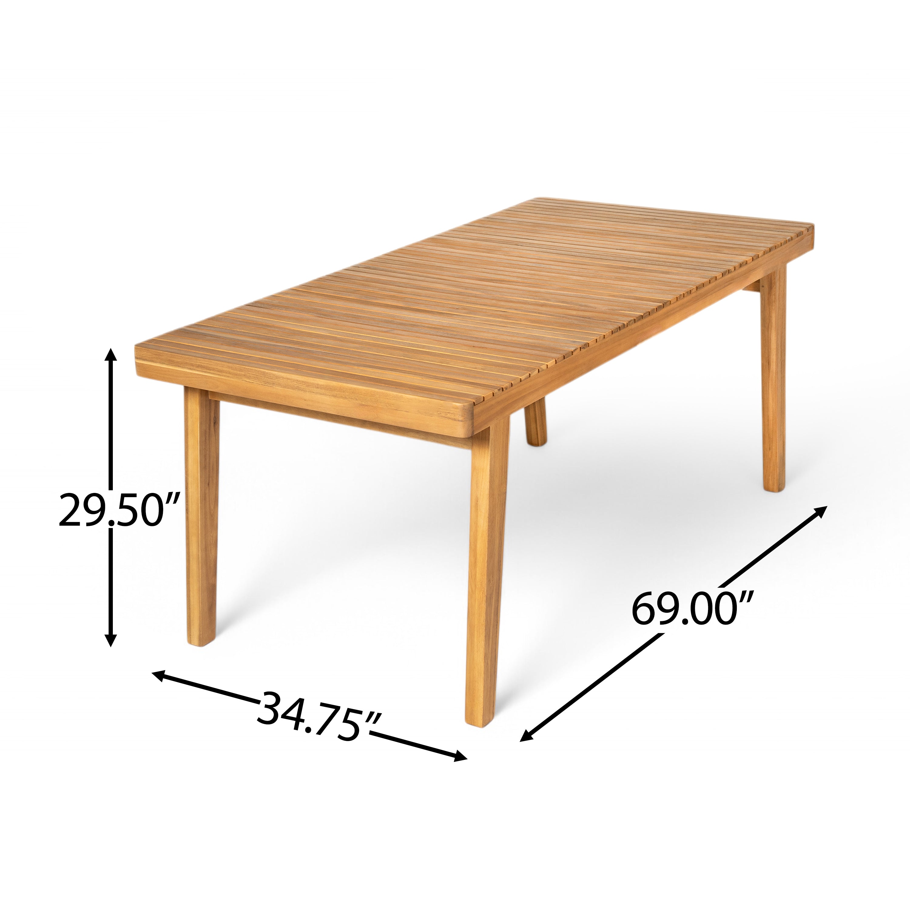 69' Acacia Wood Outdoor Dining Table with Slatted Top