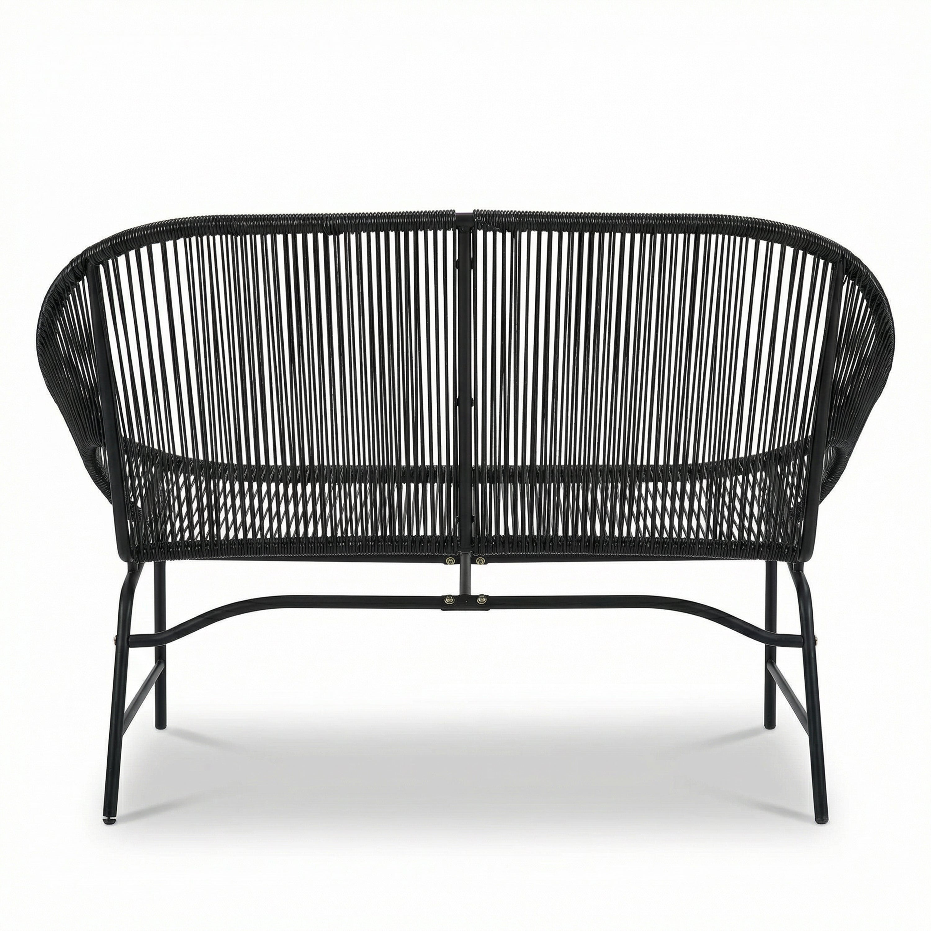 CONDESSA OUTDOOR PATIO WICKER LOVE SEAT, GREEN PE RATTAN & IRON FRAME, SET OF 1
