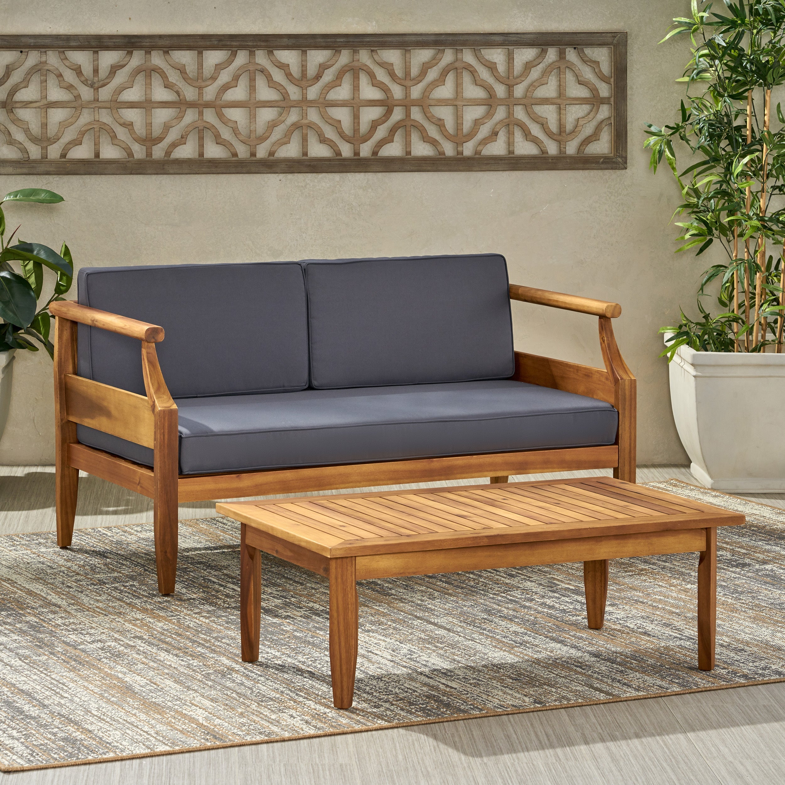 Aston 2 Piece Outdoor Patio Conversation Seating Set