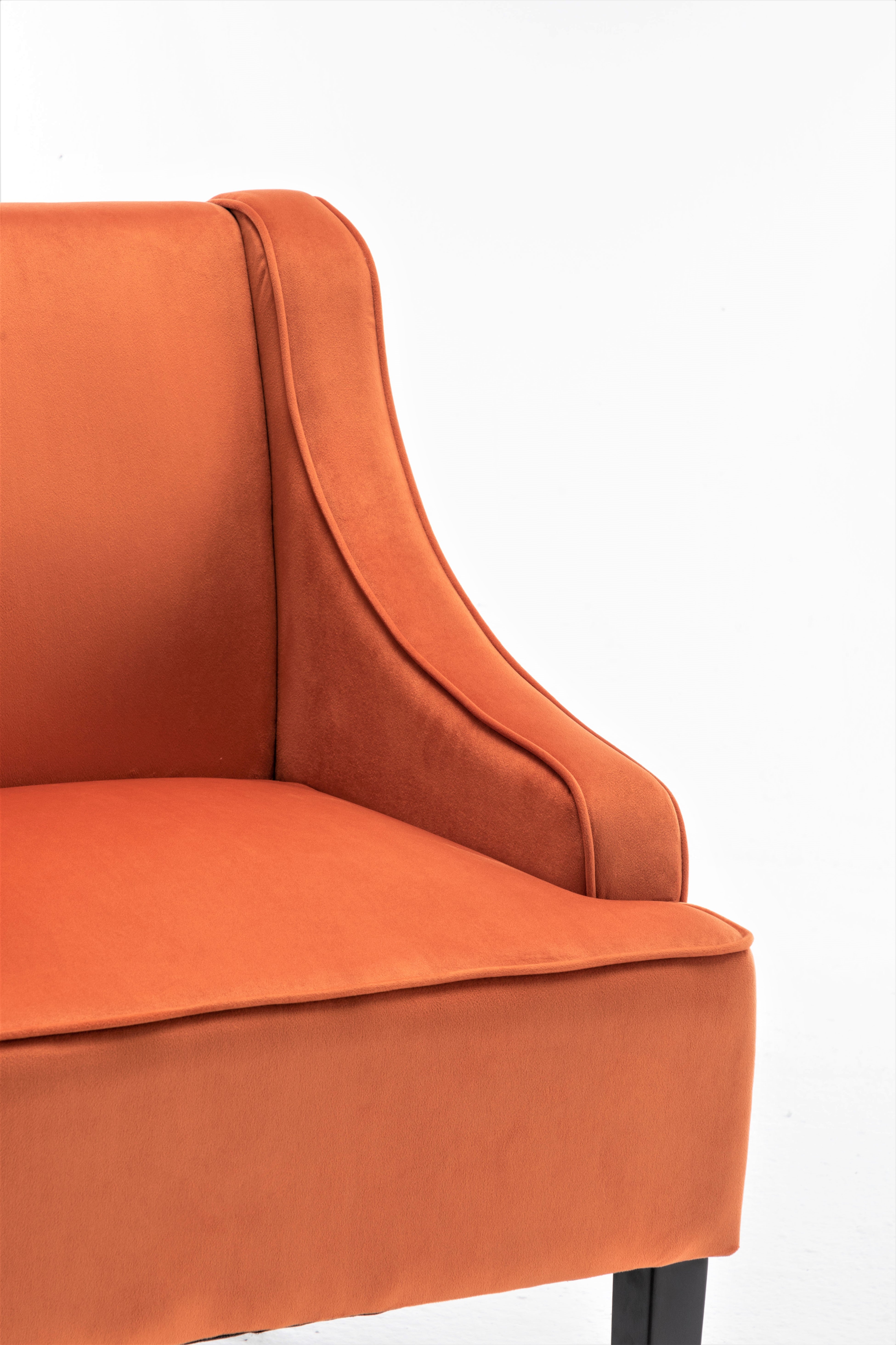 Versatile Upholstered Side Chair, Solid Wood Frame with Recessed Arms, Tapered Front Legs and Flared Back Legs, Foam & Sinuous Springs Cushioned Accent Chair for Entryway Bedroom Dining Room
