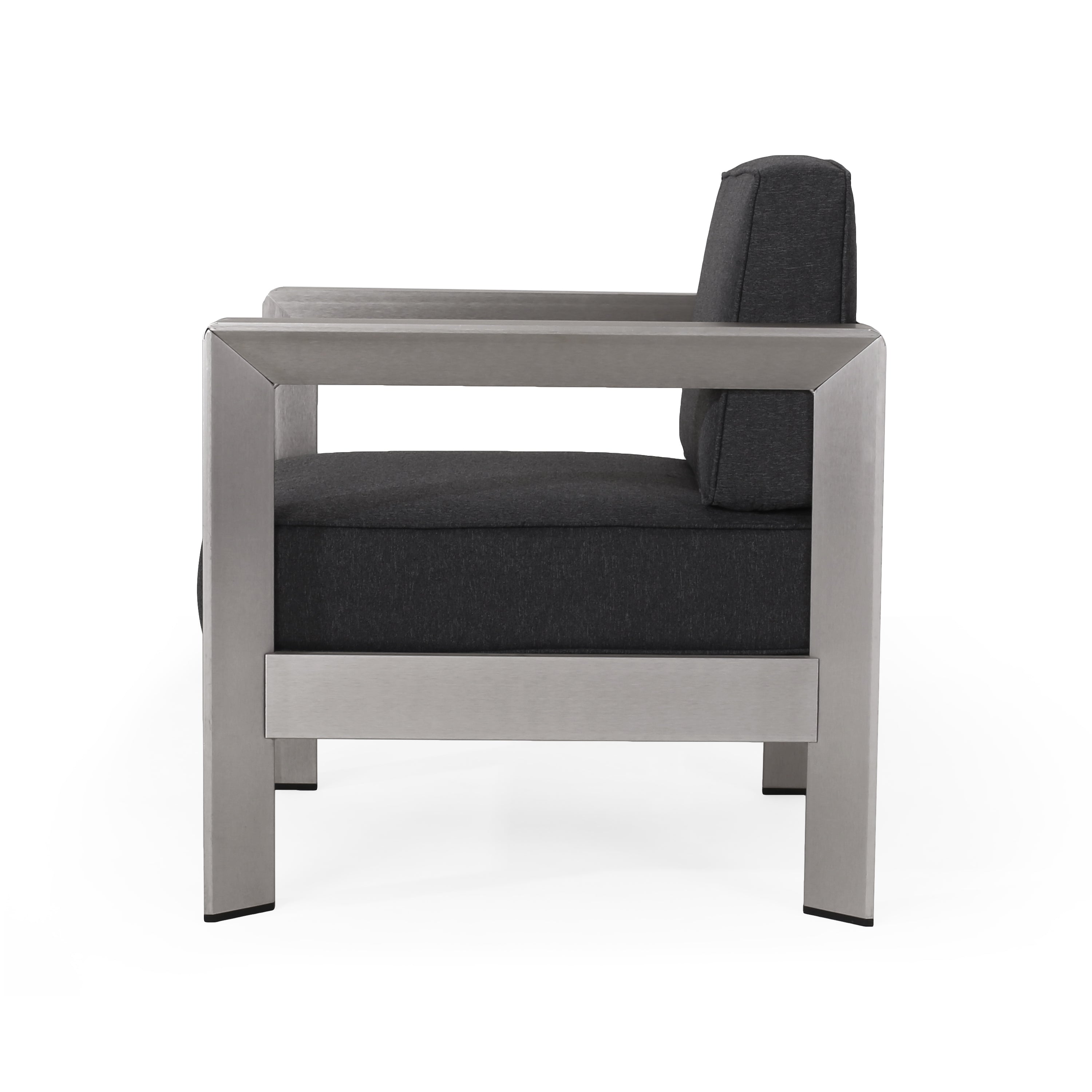 Rutile Outdoor Club Chair with Aluminum Frame and Open Back