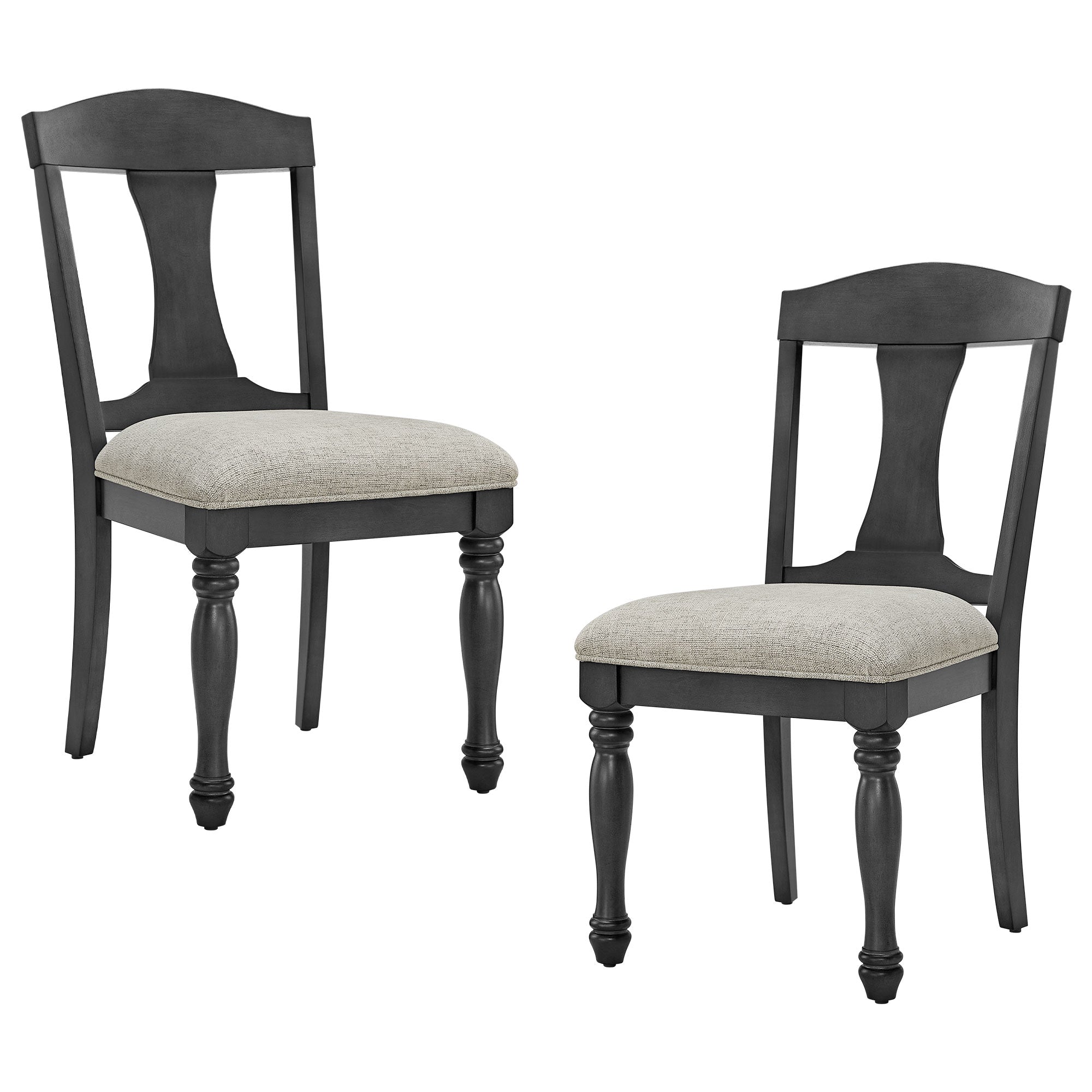 Wooden Frame Upholstered Dining Chairs, Set of 2