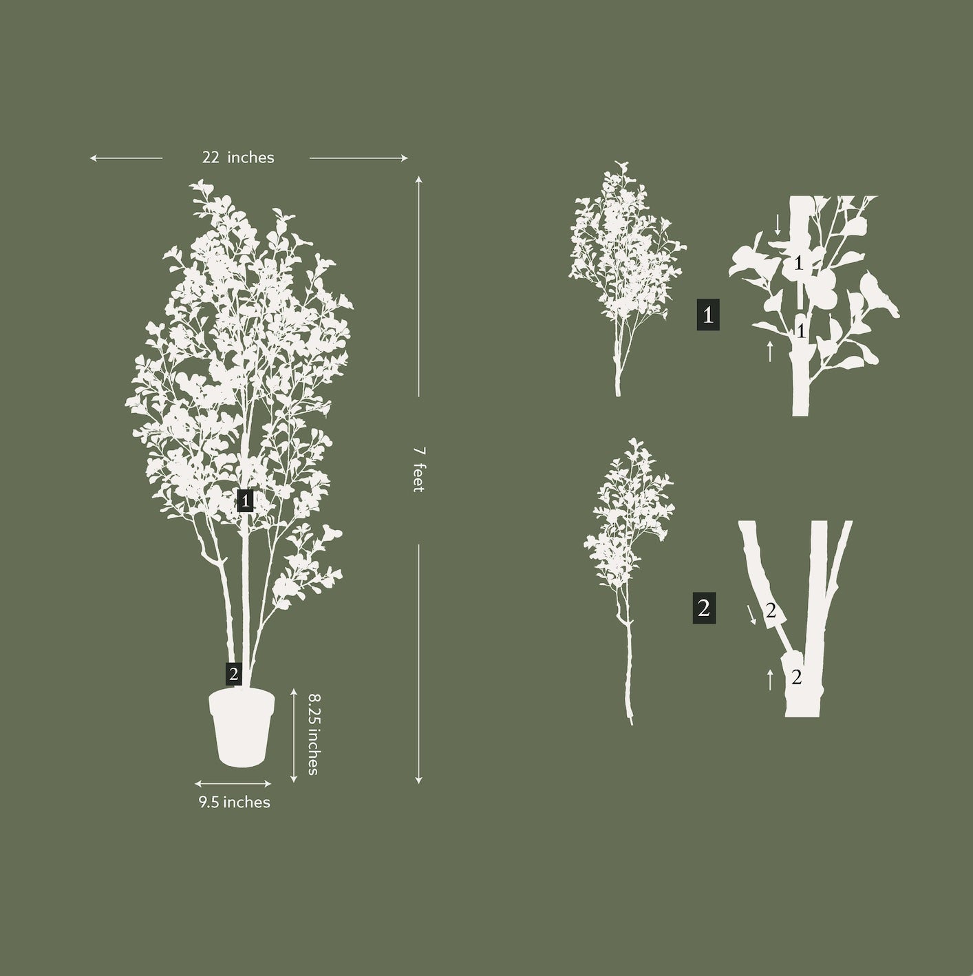 Faux Heart Leaf Ficus Tree, 7 ft