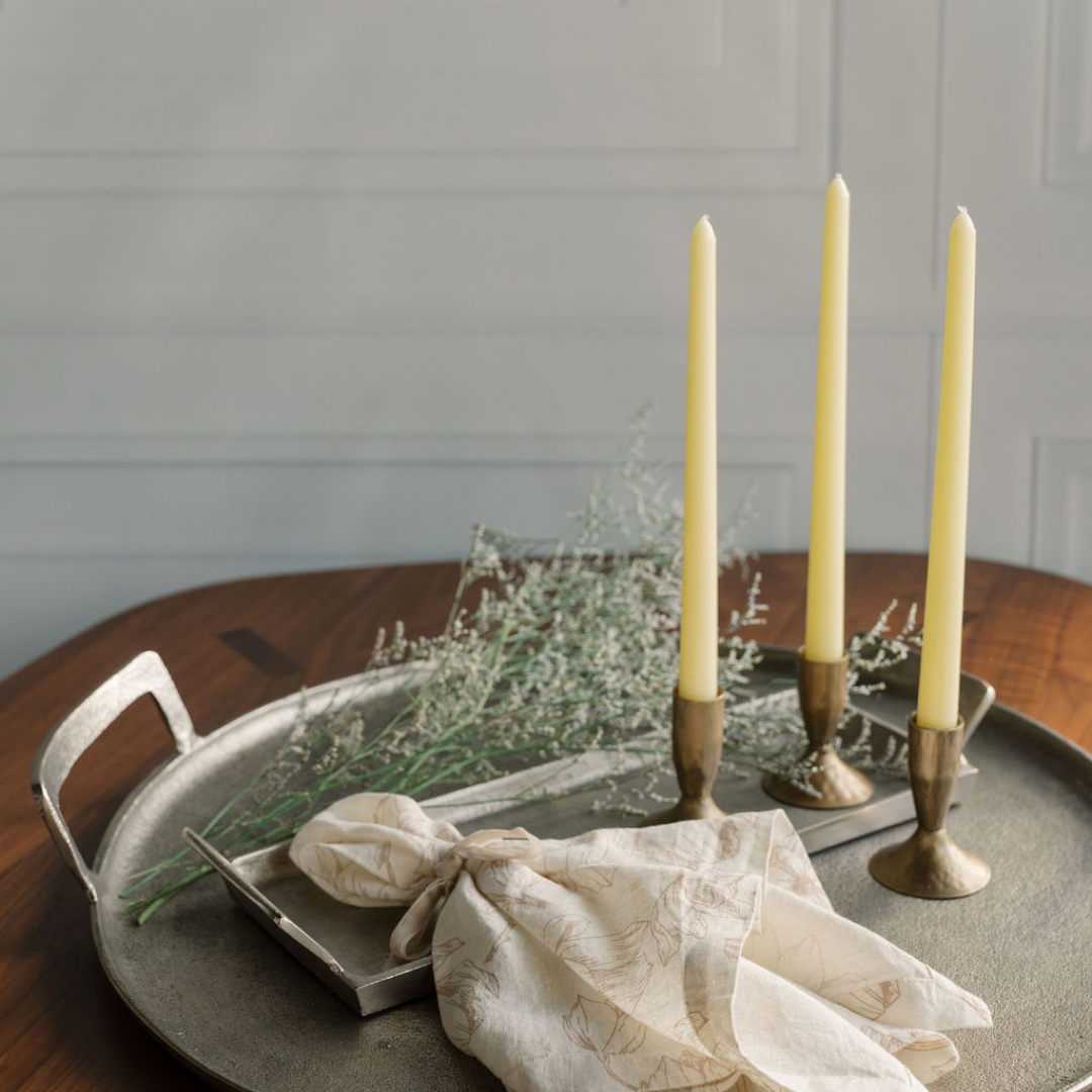 Iron Candleholders in Antique Brass, Set of 3