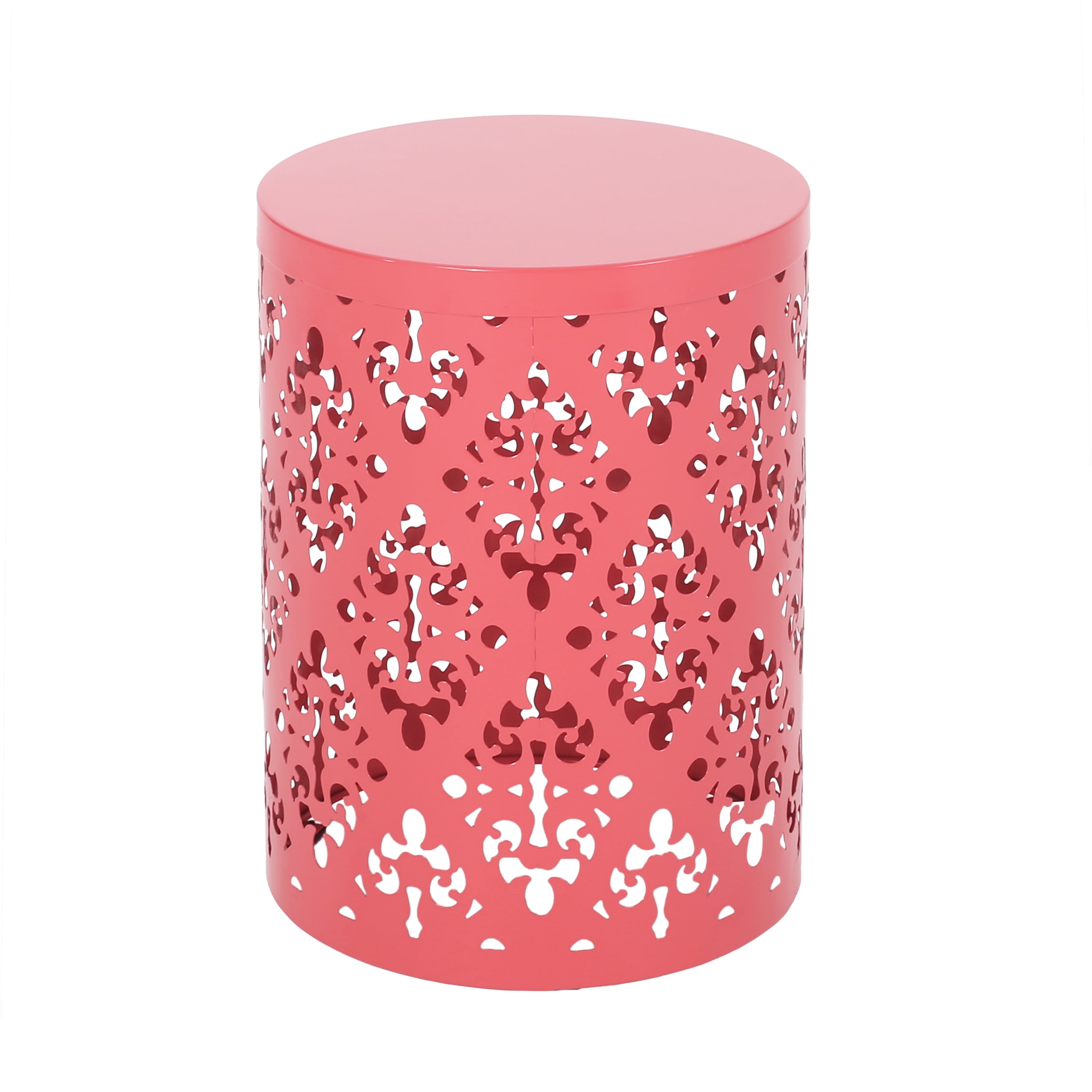 Refinery 2-Piece Outdoor End Table Set with Floral Patten and Iron Cut Design