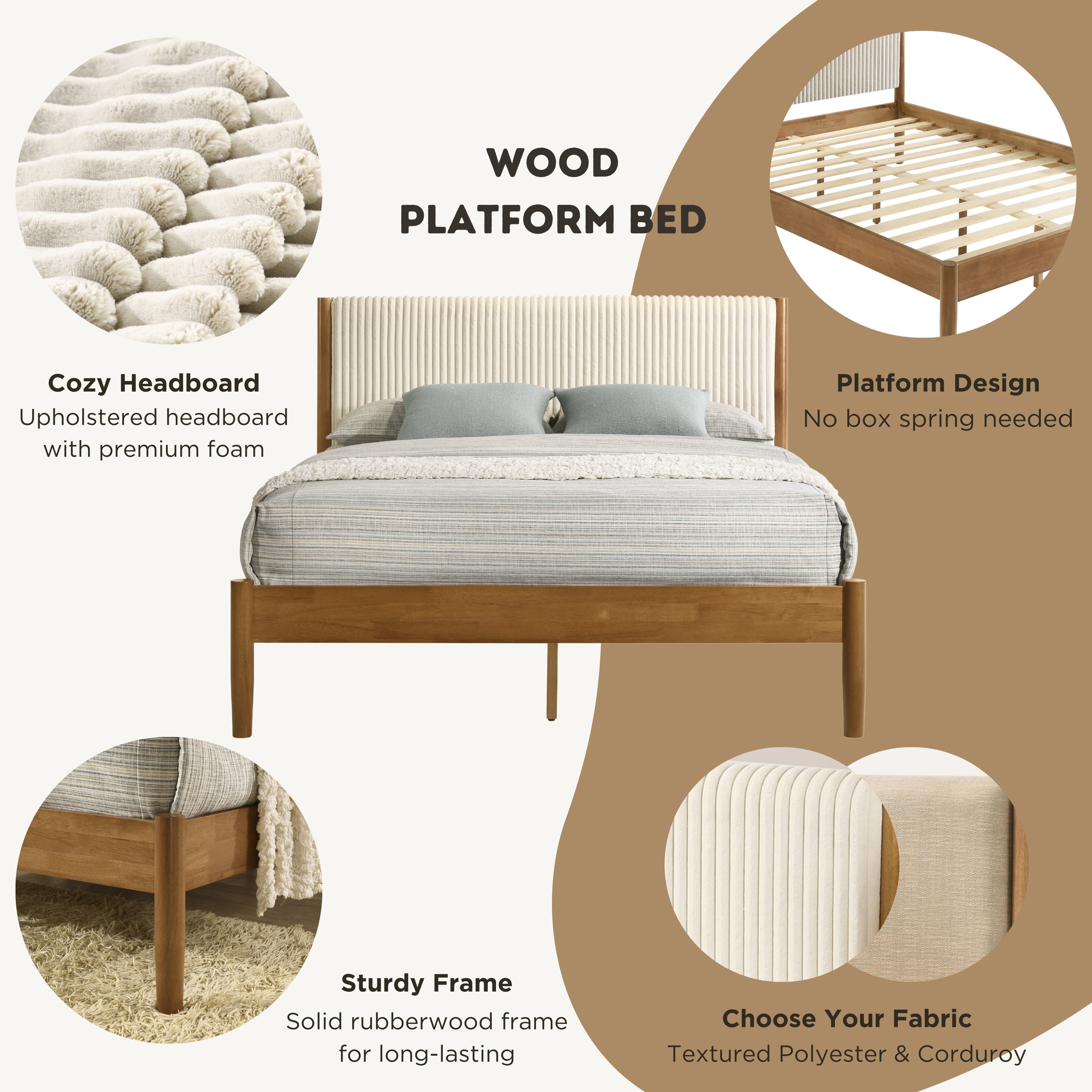 Vichy 6-Piece Rubberwood Bedroom Set