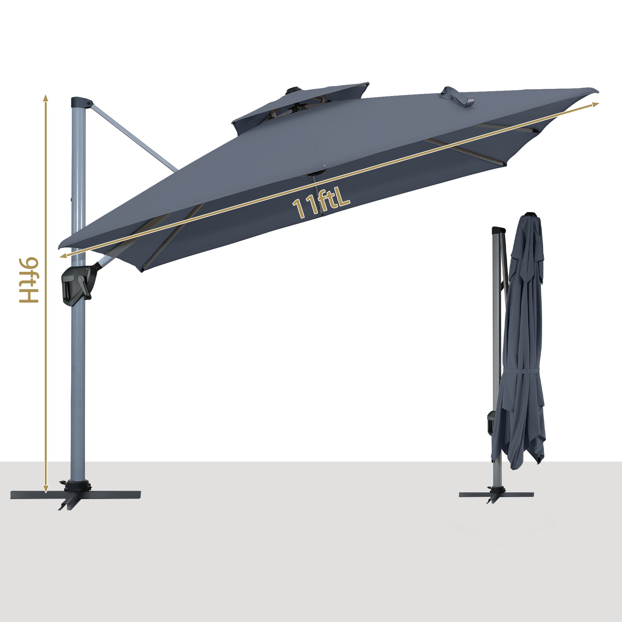 11' Outdoor Square Double Top Patio Umbrella, Base Not Included