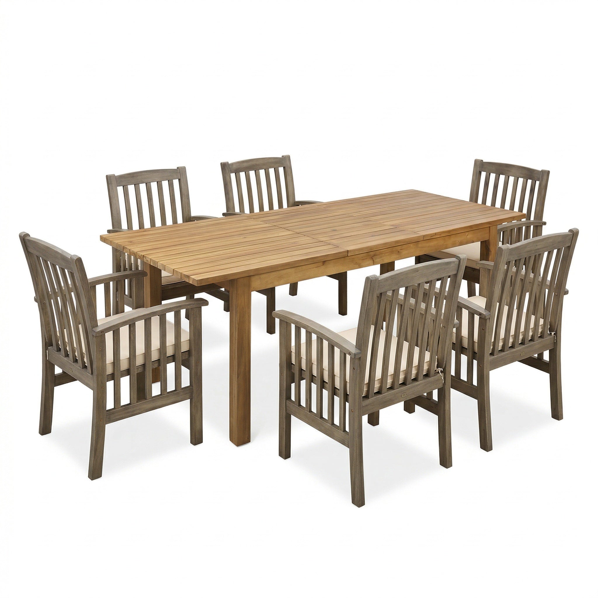 7 Pieces Acacia Wood Outdoor Dining Set