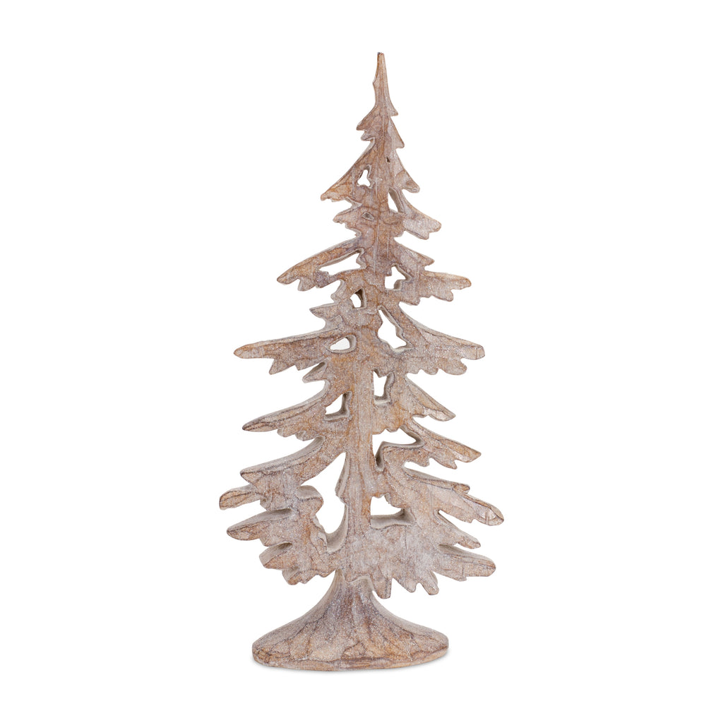 Cut Out Pine Tree Décor with Washed Wooden Design (Set of 3)