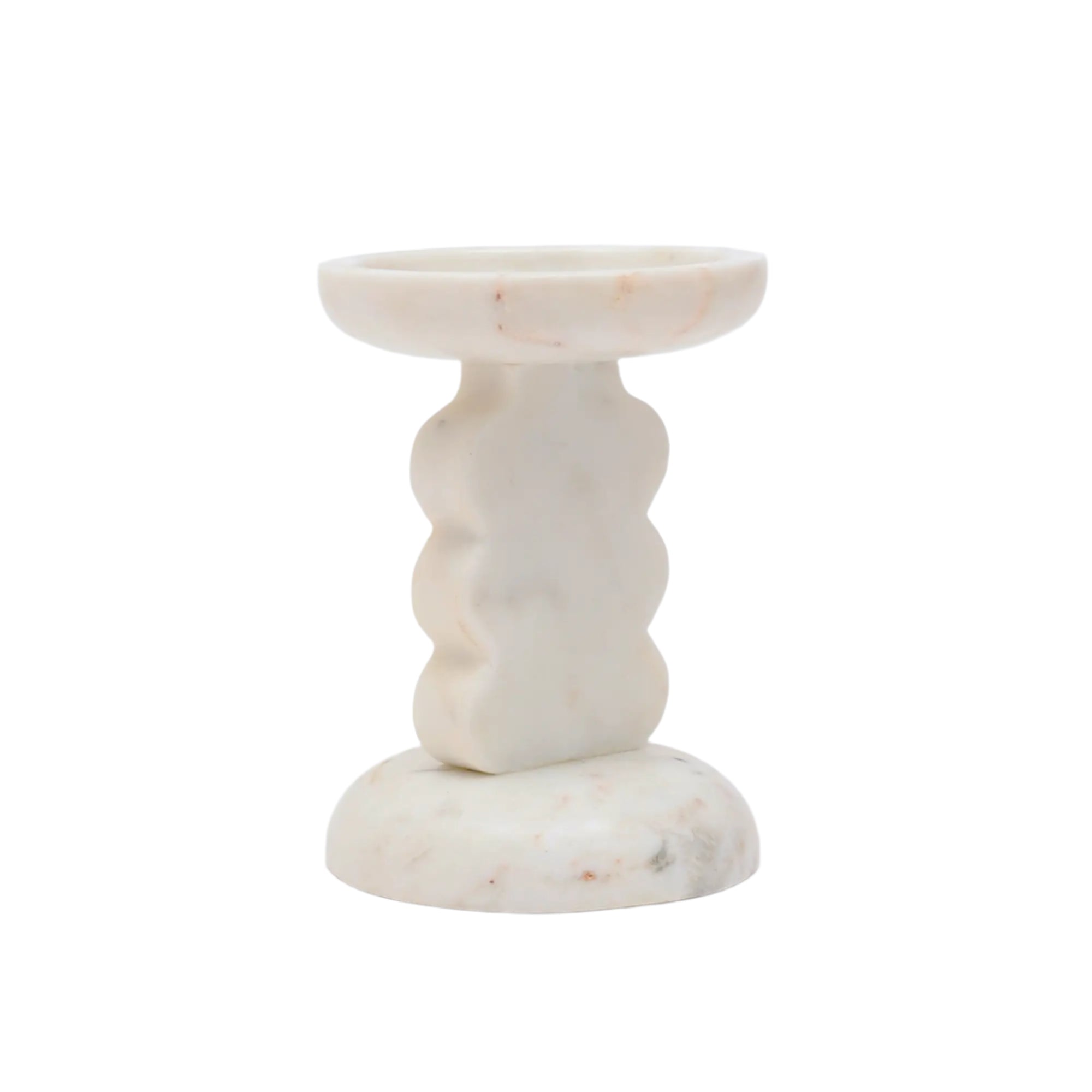 Scalloped Marble Candle Holder