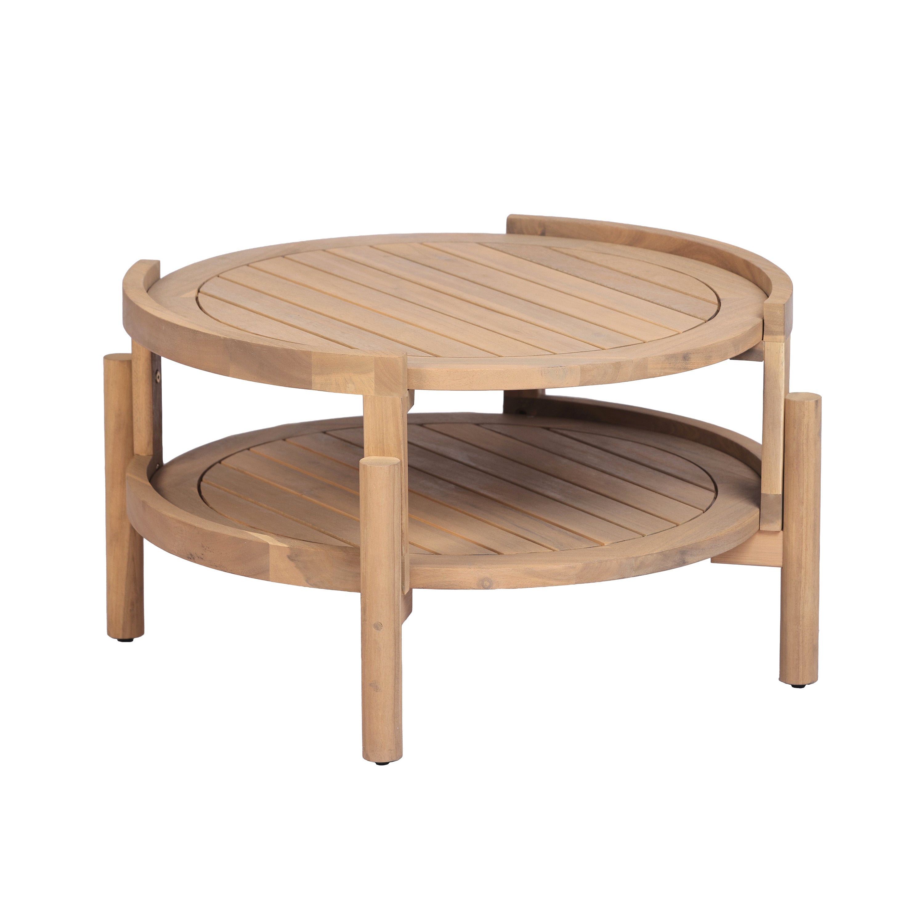 Potter Outdoor  Acacia Wood Loveseat & 2-Tier Coffee Table Set