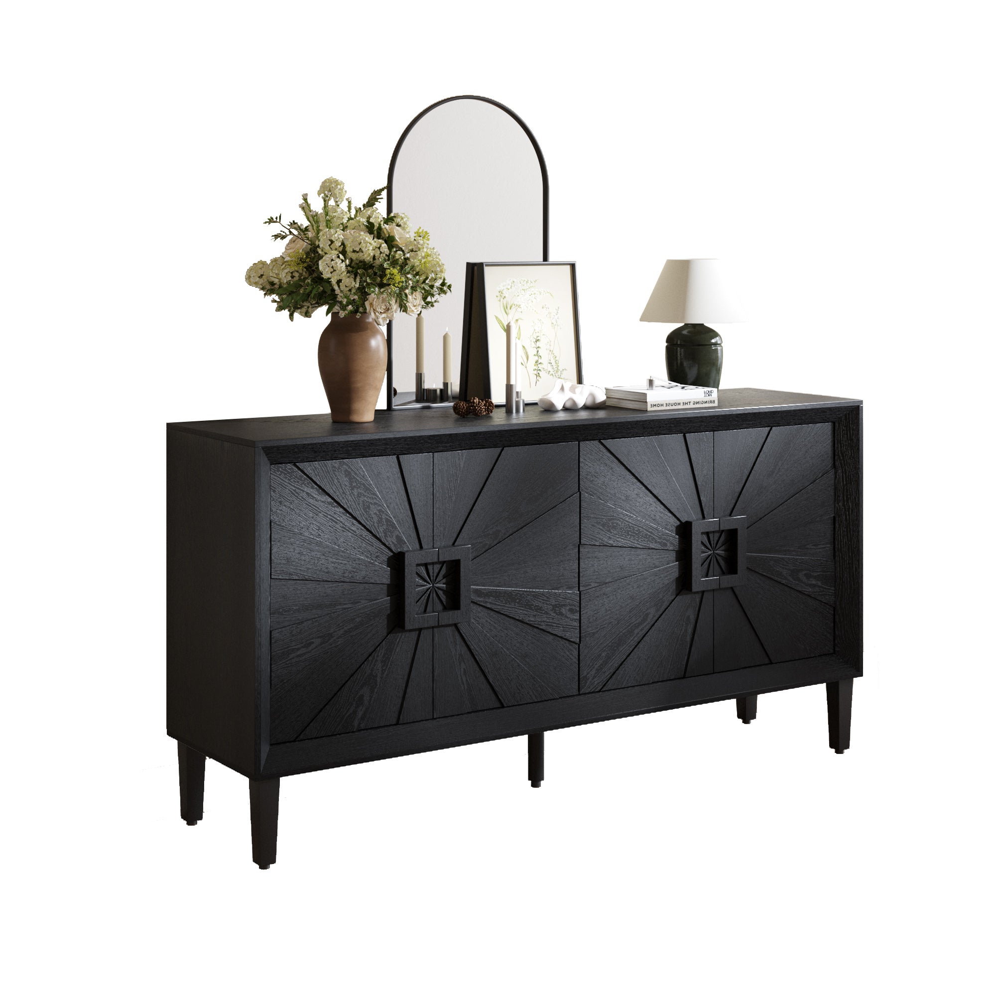 Sunburst Storage Cabinet with Adjustable Shelves