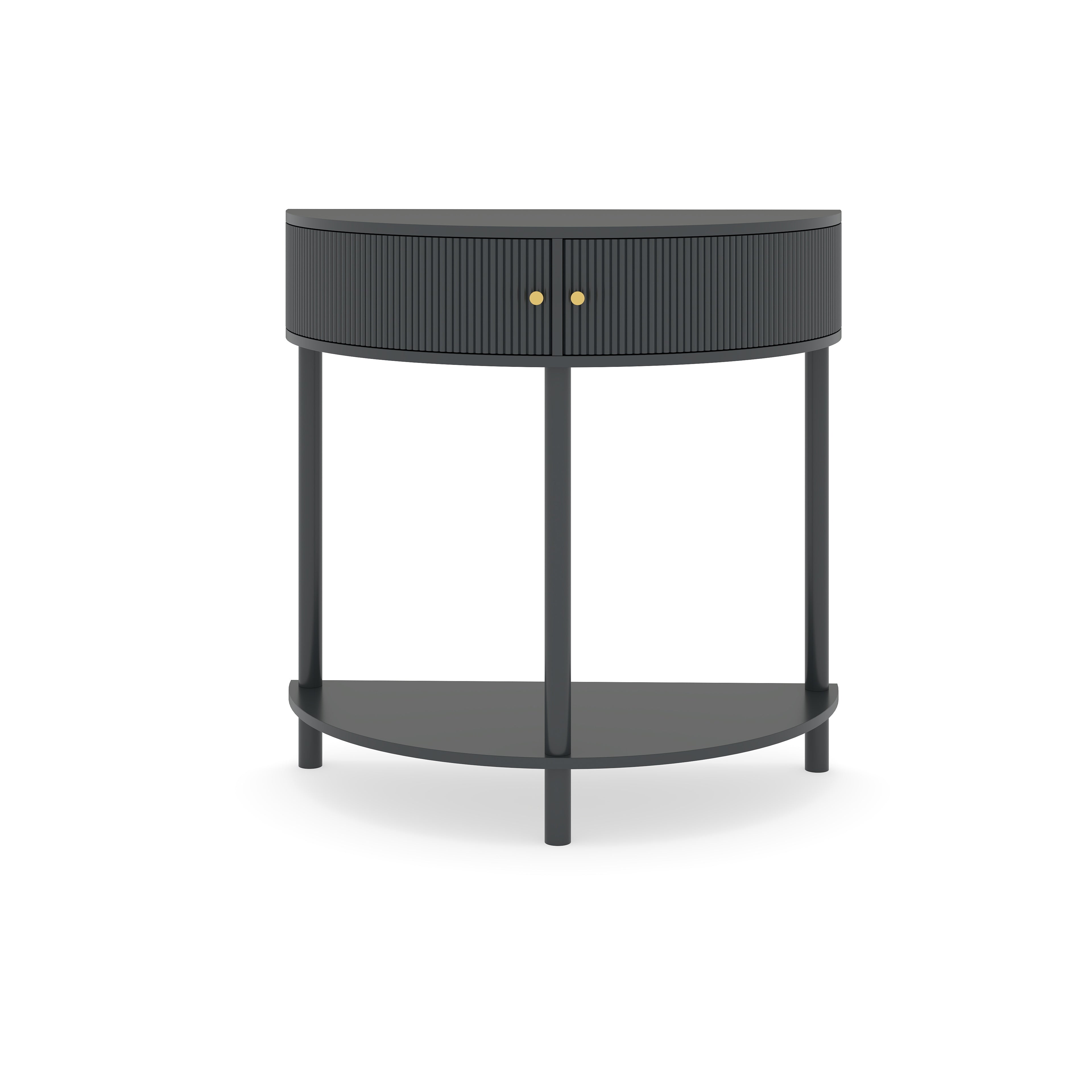 Artisan-Crafted Wave-Pattern Demi-Lune Console Table