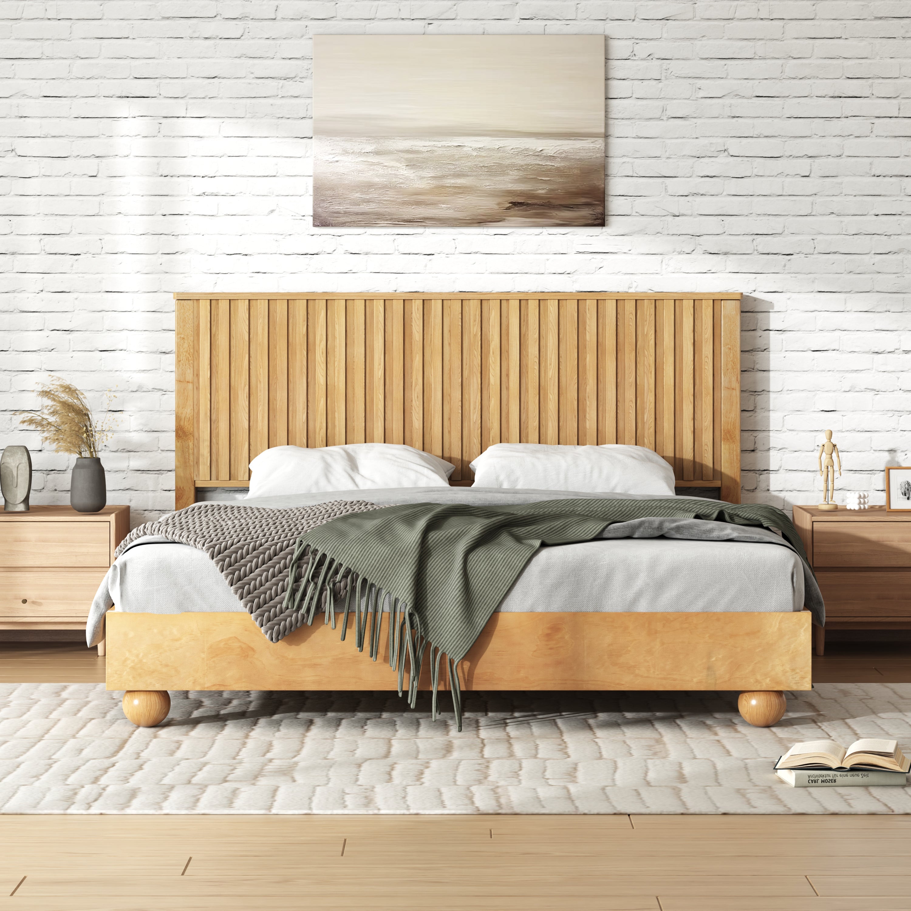 Bed Frame With Reeded Headboard