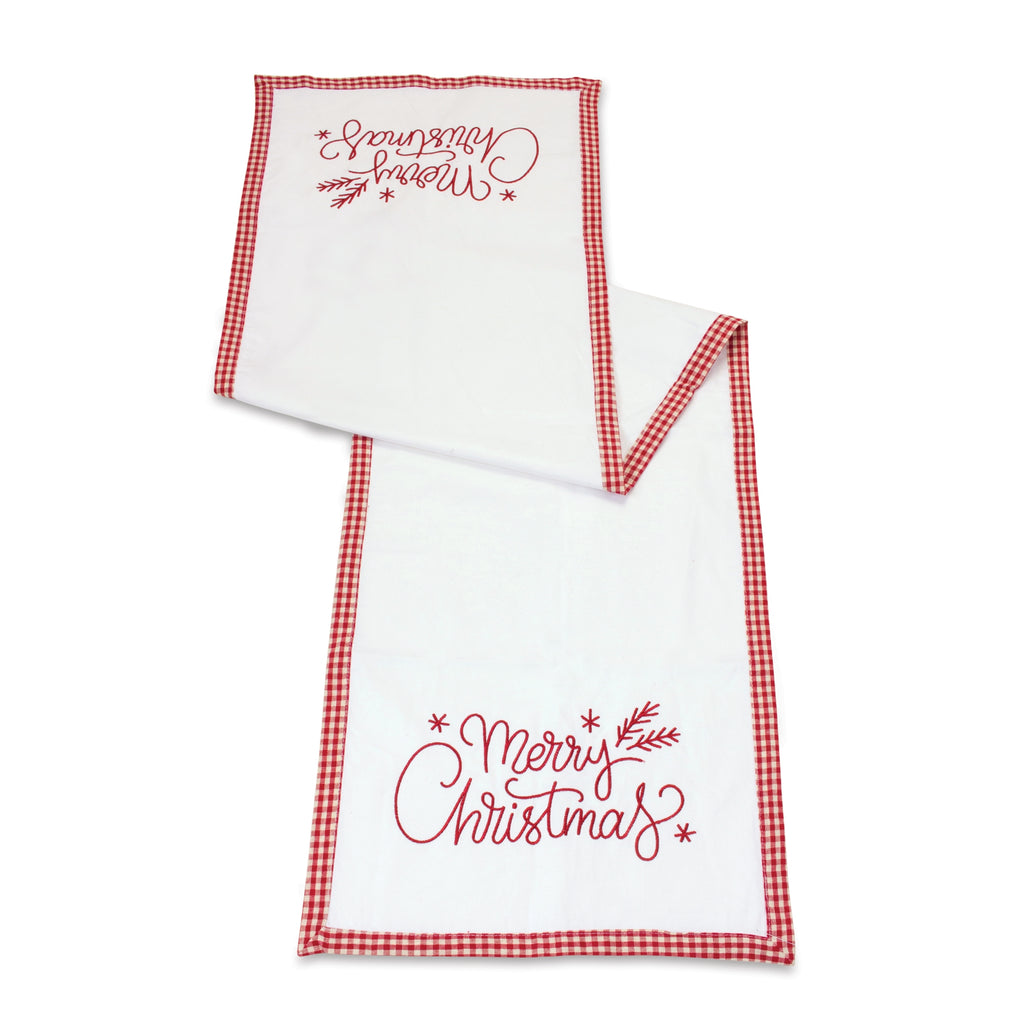 Merry Christmas Embroidered Table Runner 59"