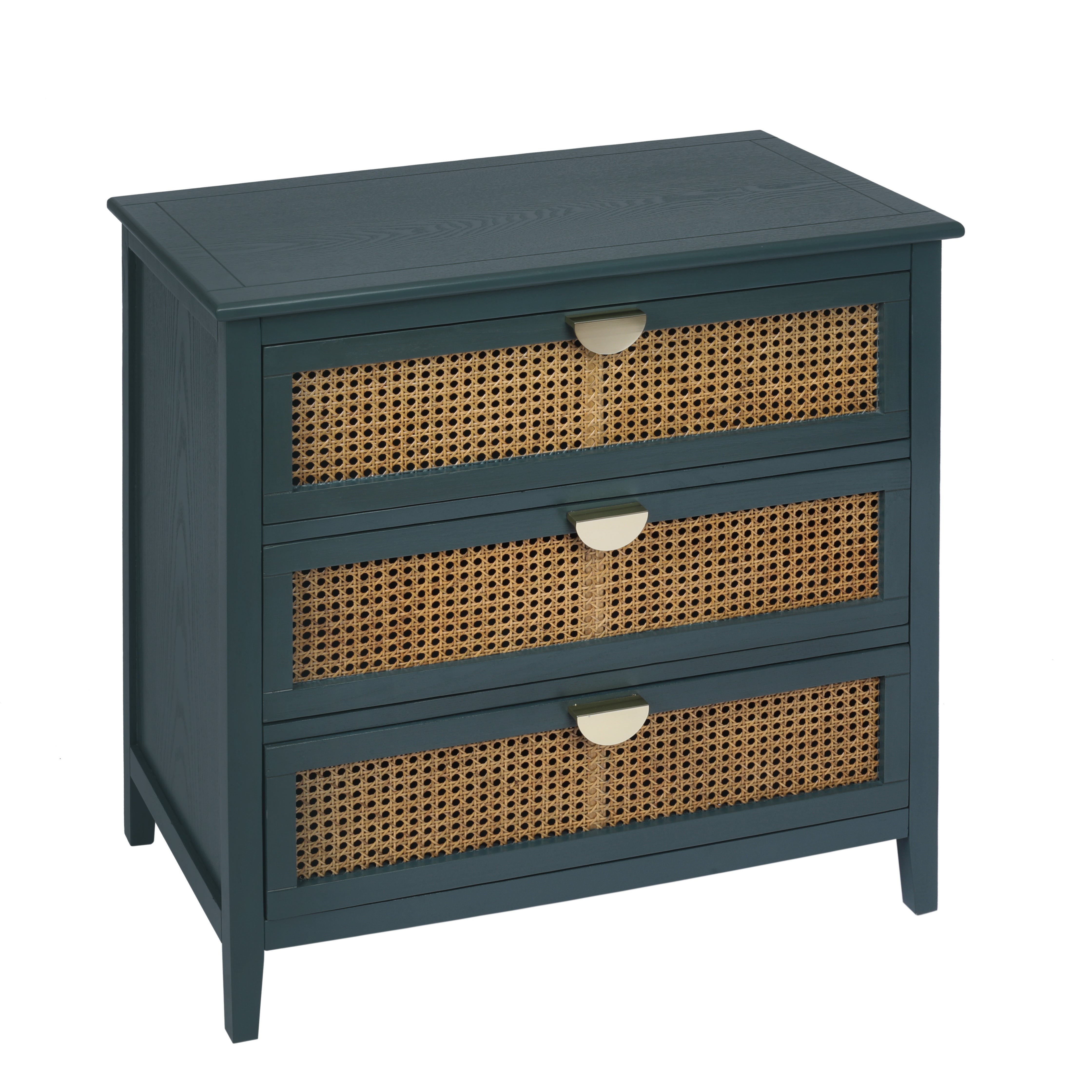 3 Drawer Cabinet with Natural Rattan Drawers