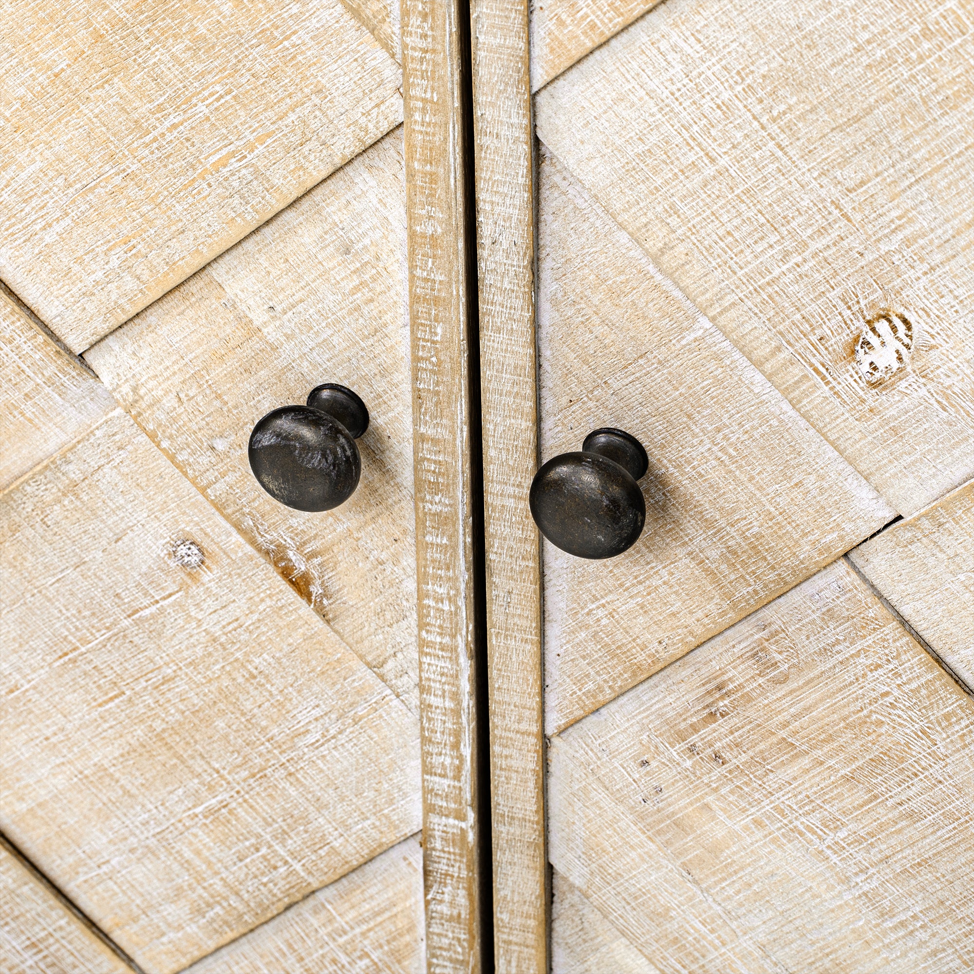 Handwoven Wood Slat Door Sideboard