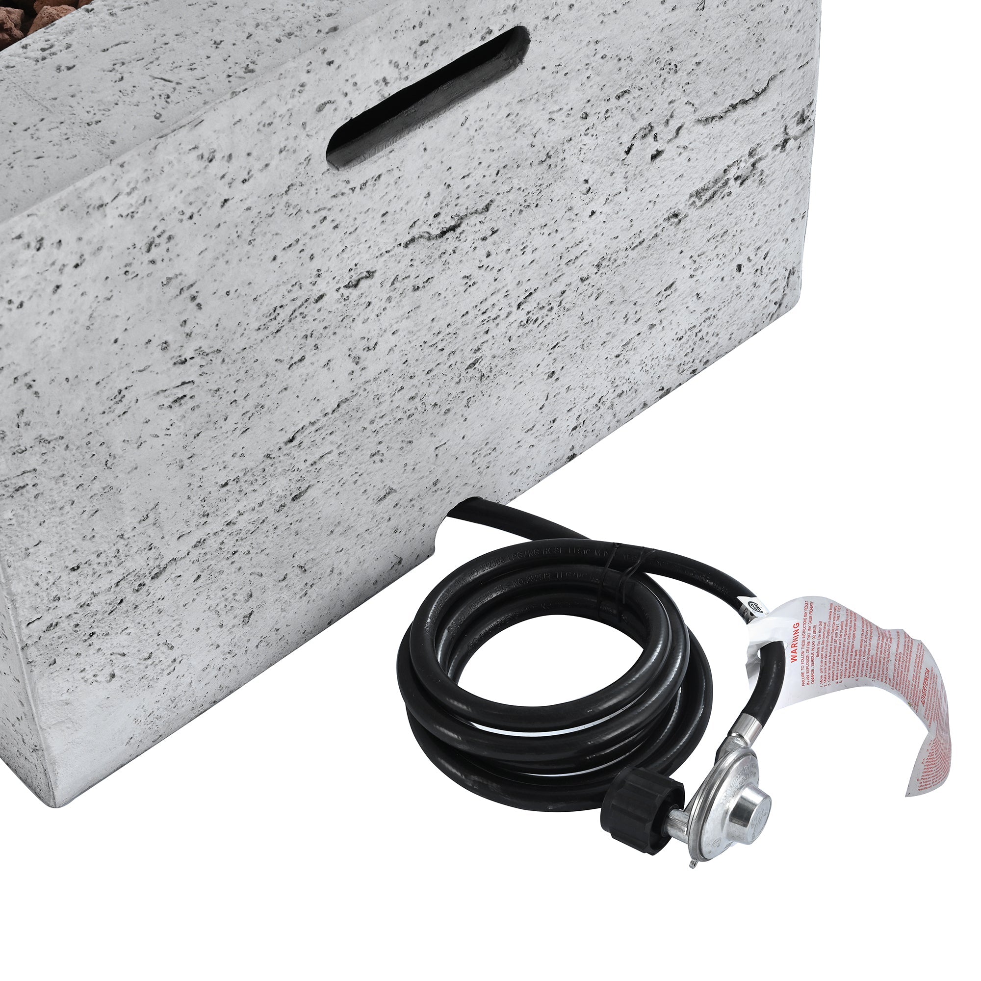 Outdoor Square Fire Pit with Steel Burner, Lava Rocks and Cover