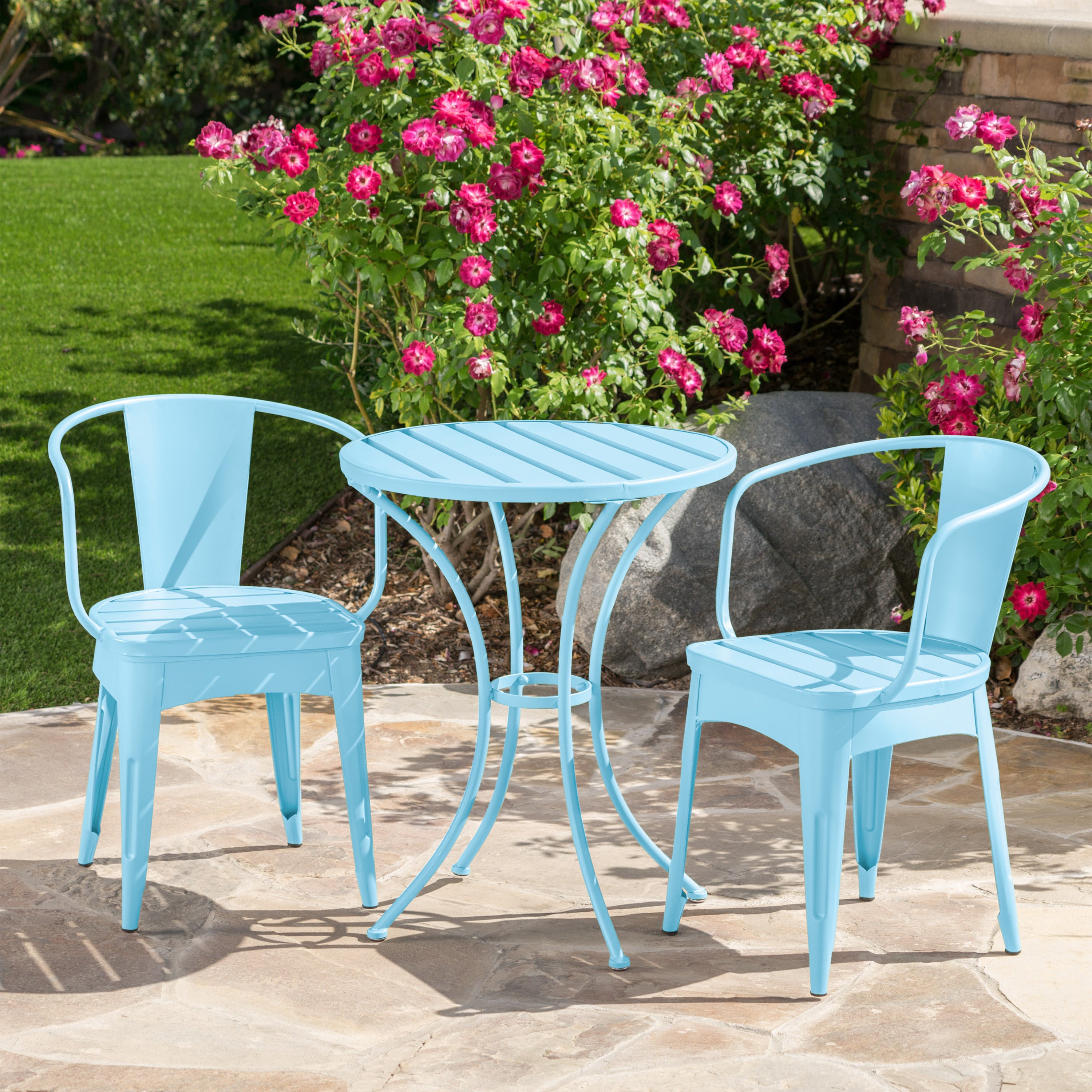 Colman 3-Piece Iron Bistro Set with Table and 2 Chairs