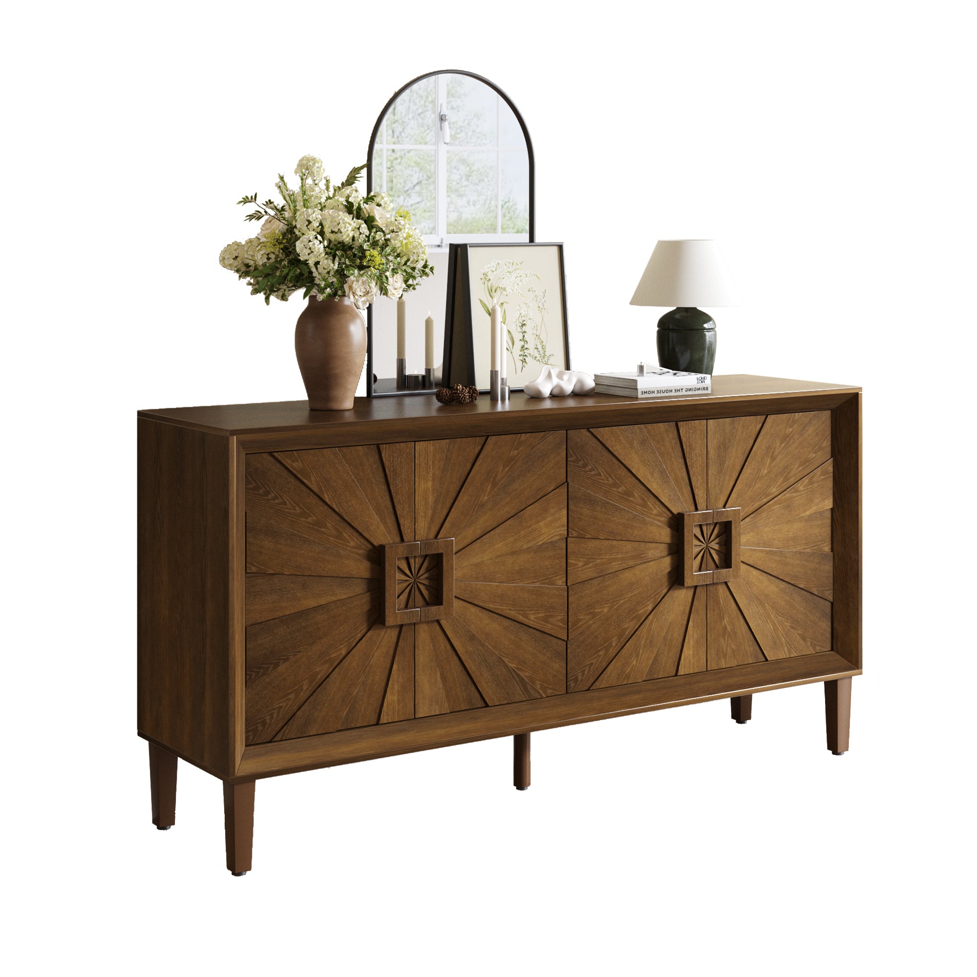 Sunburst Storage Cabinet with Adjustable Shelves