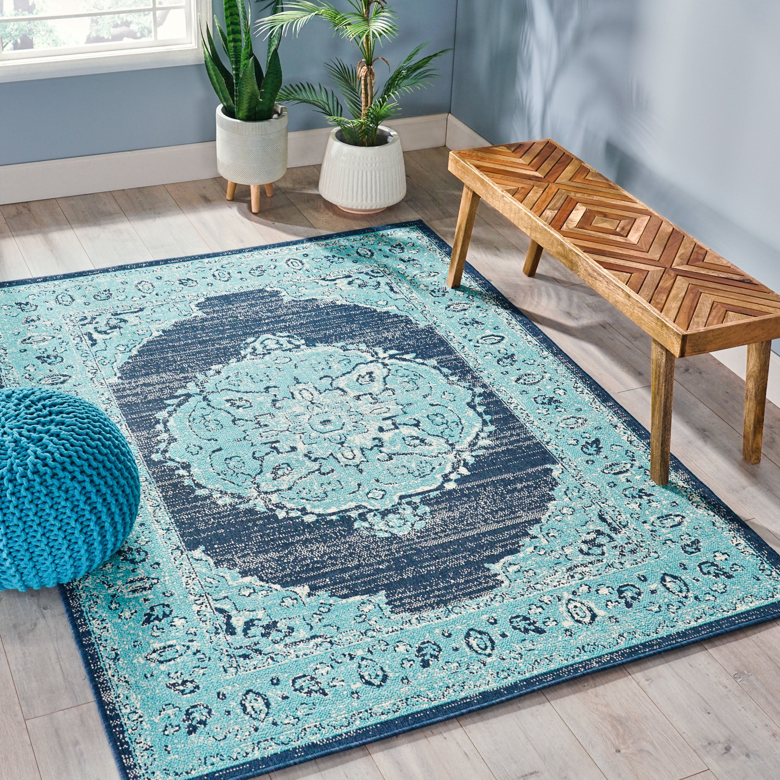 84" x 63" Outdoor Polypropylene Area Rug with Rectangle Shape