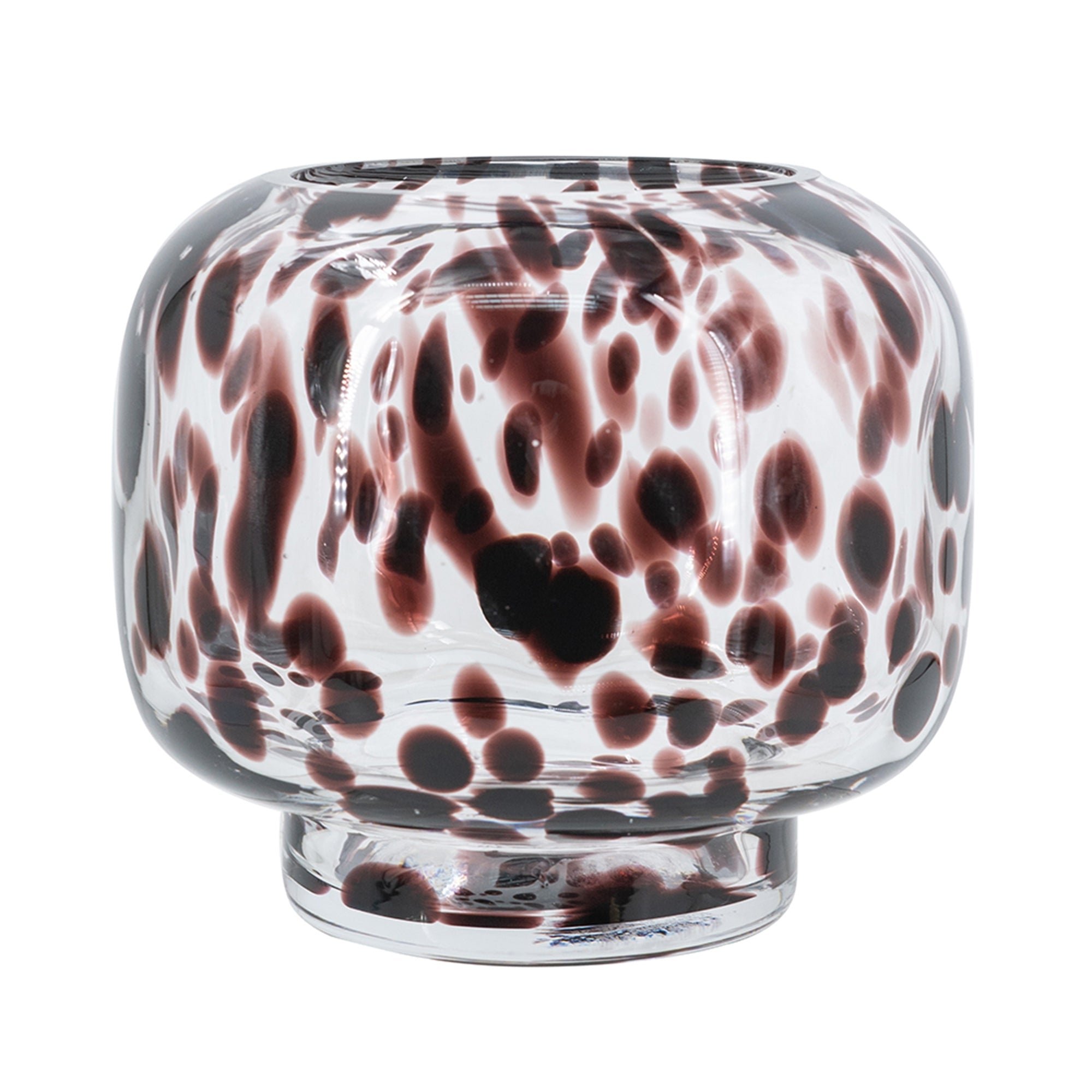 Short Amber Spotted Glass Accent Vase