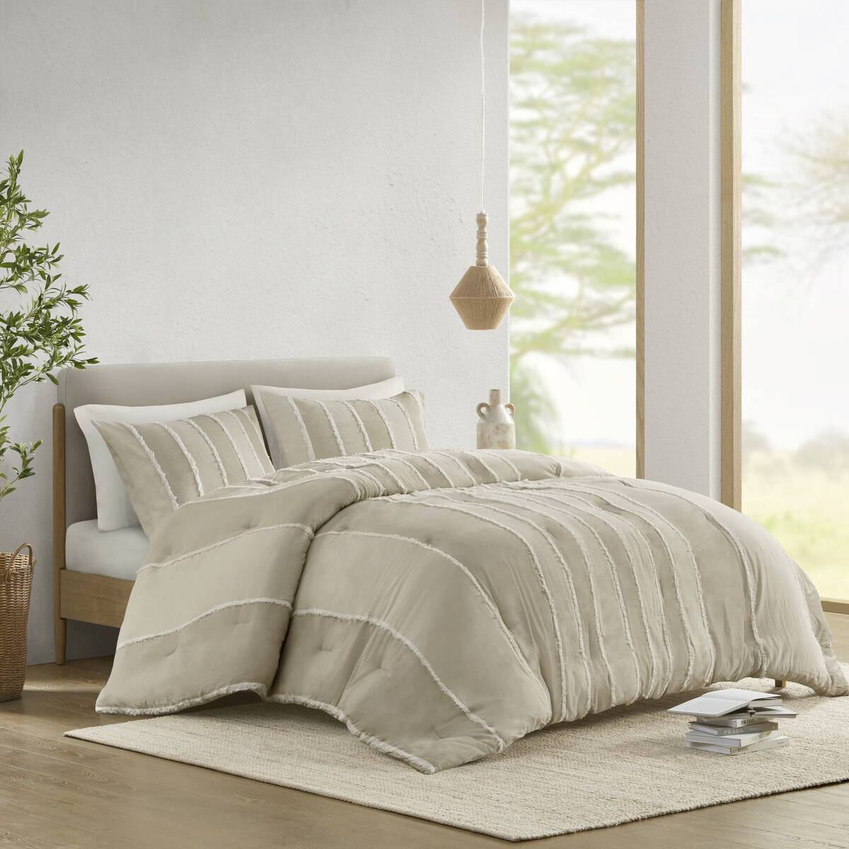 3-Piece Striped Cotton Comforter Set