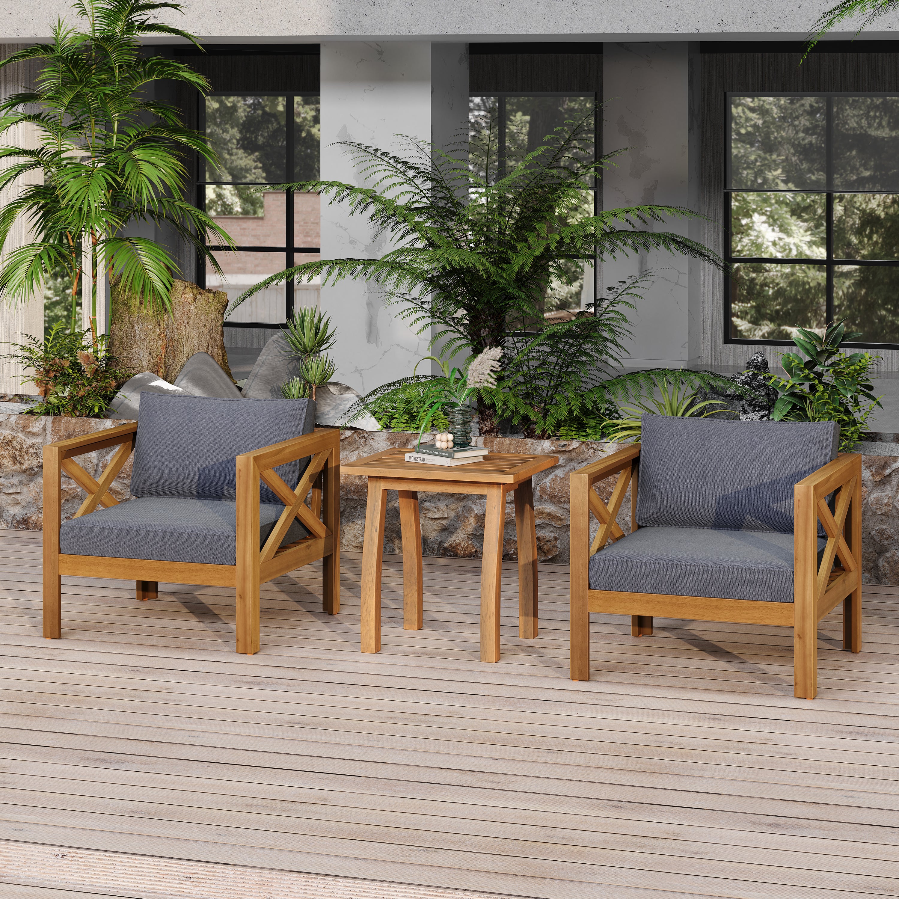 Brava Outdoor 3-Piece Patio Conversation Set