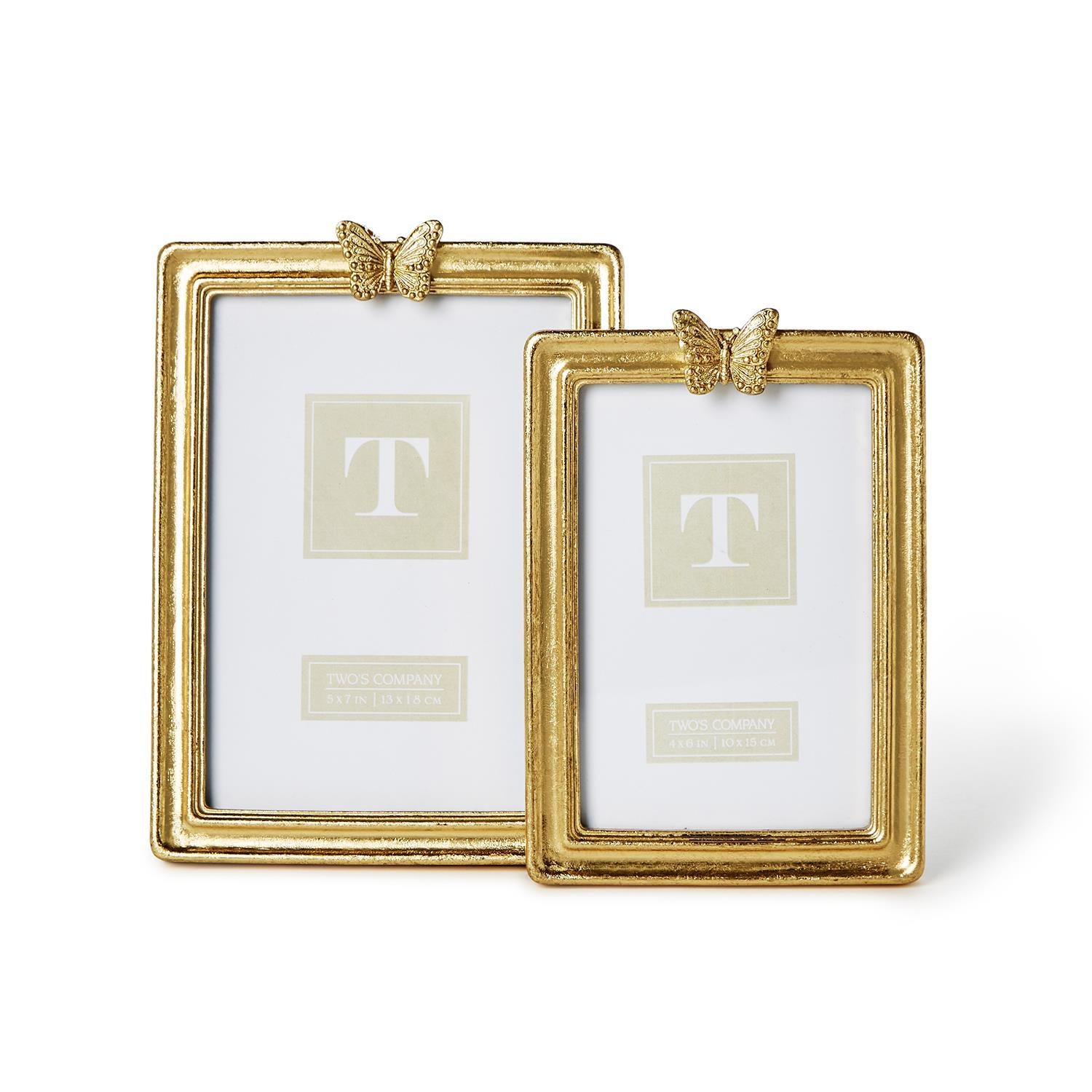 Golden Butterfly Photo Frame Incl 2 Sizes, Set of 2