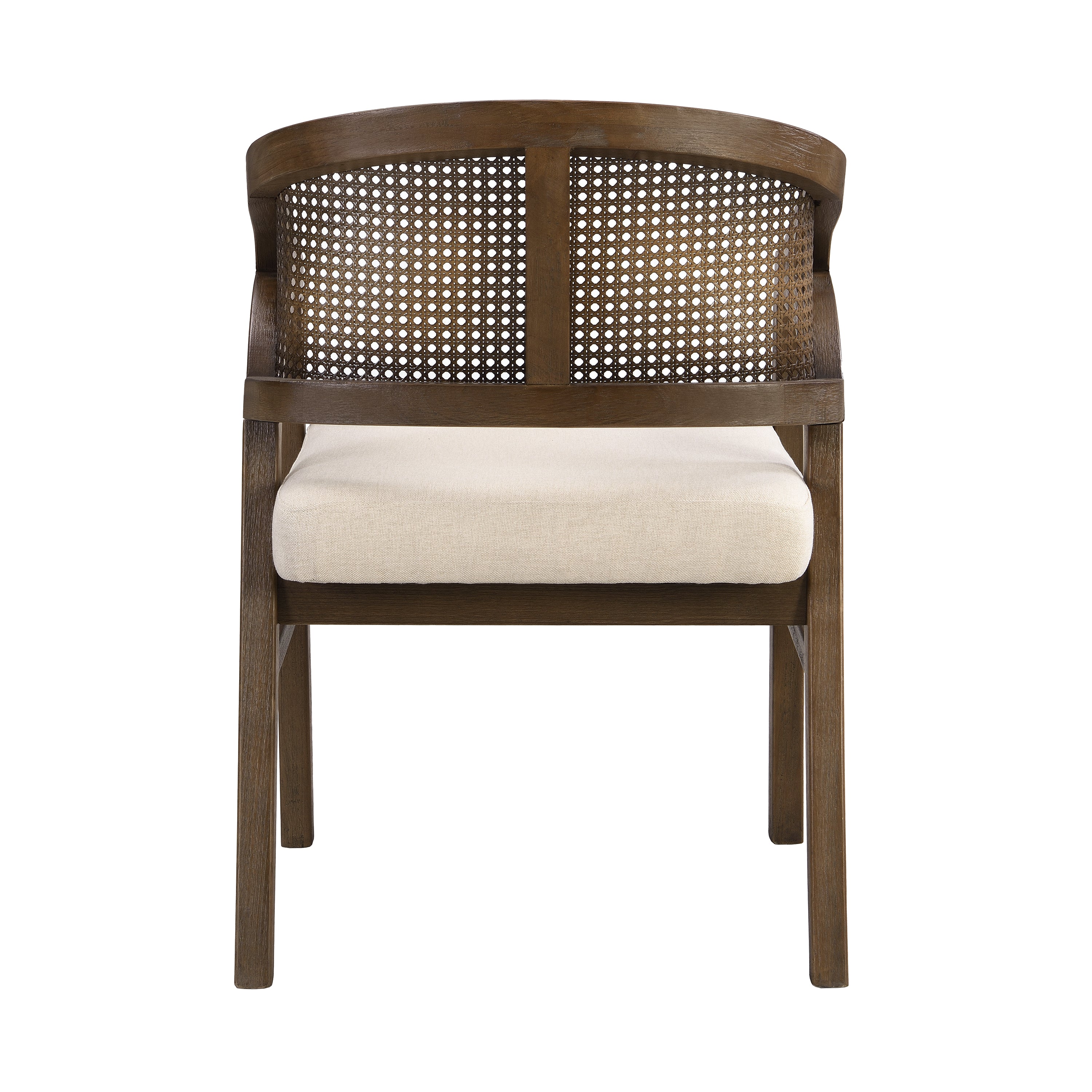 Wooden Frame Dining Chair with Rattan Back, Set of 2